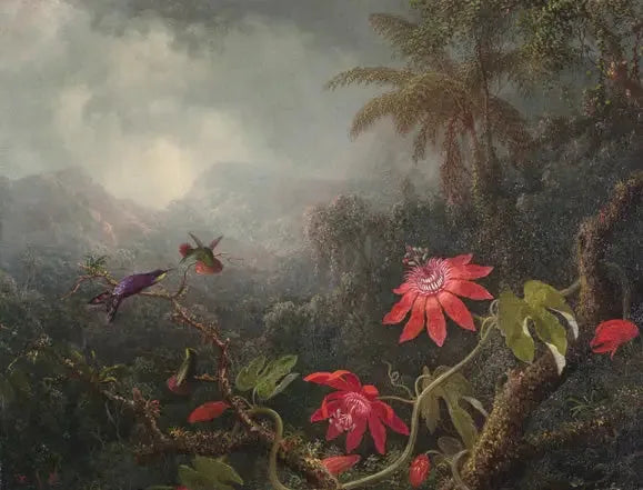 Fleurs de la passion et Trois Colibris - Martin Johnson Heade