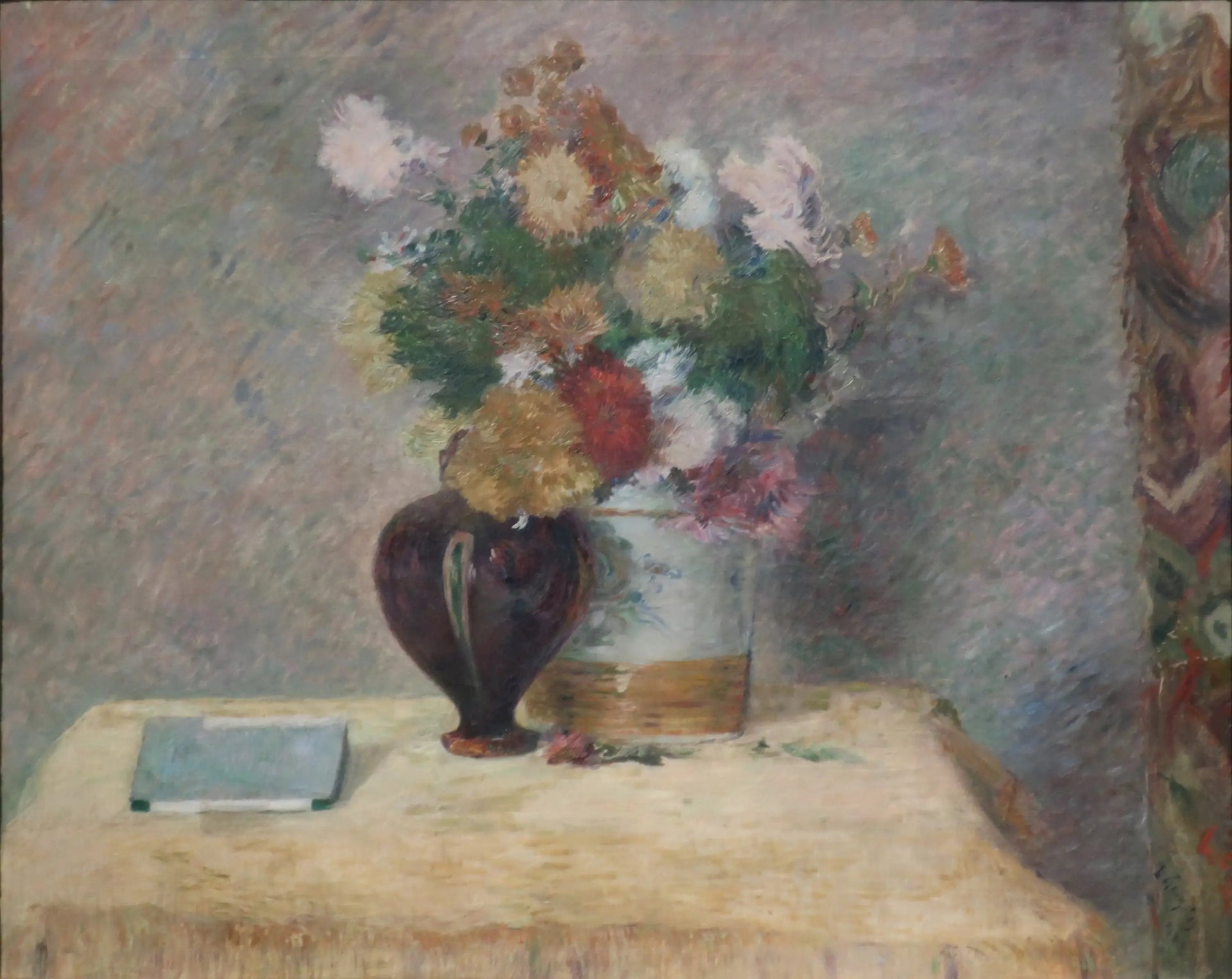 Fleurs et livre japonais sur une table - Paul Gauguin image 1 reproduction réalisée par Alpha Reproduction