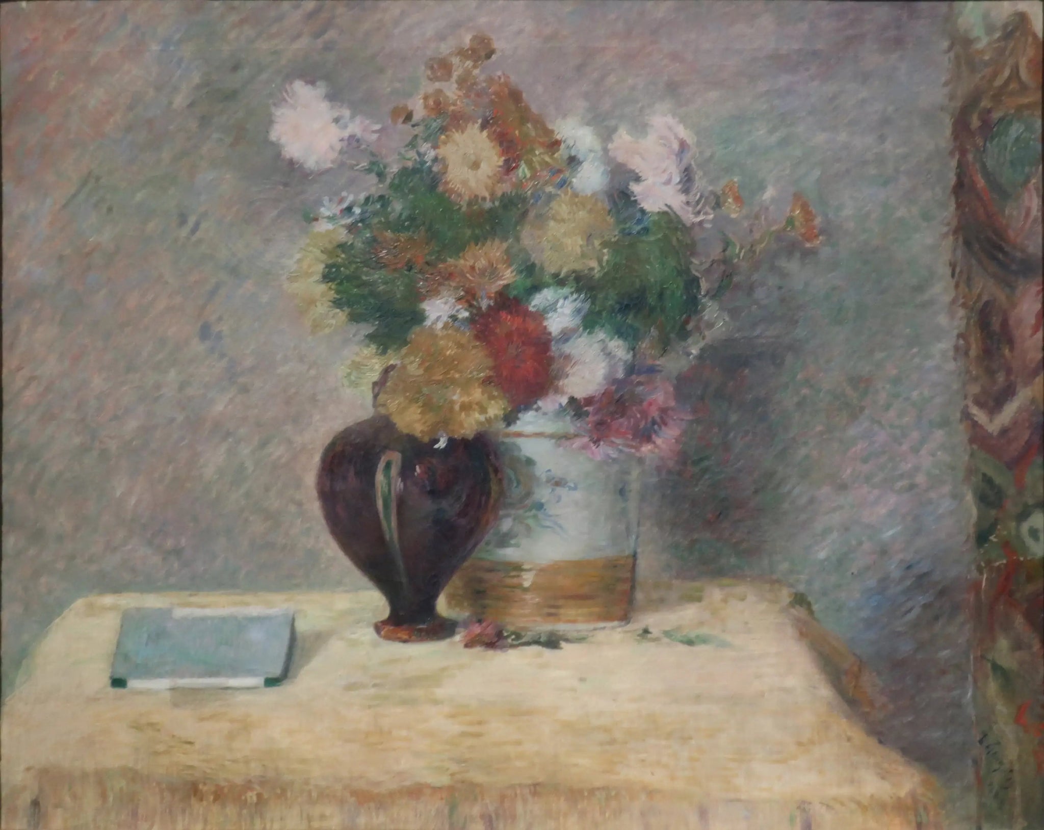 Fleurs et livre japonais sur une table - Paul Gauguin image 1 reproduction réalisée par Alpha Reproduction