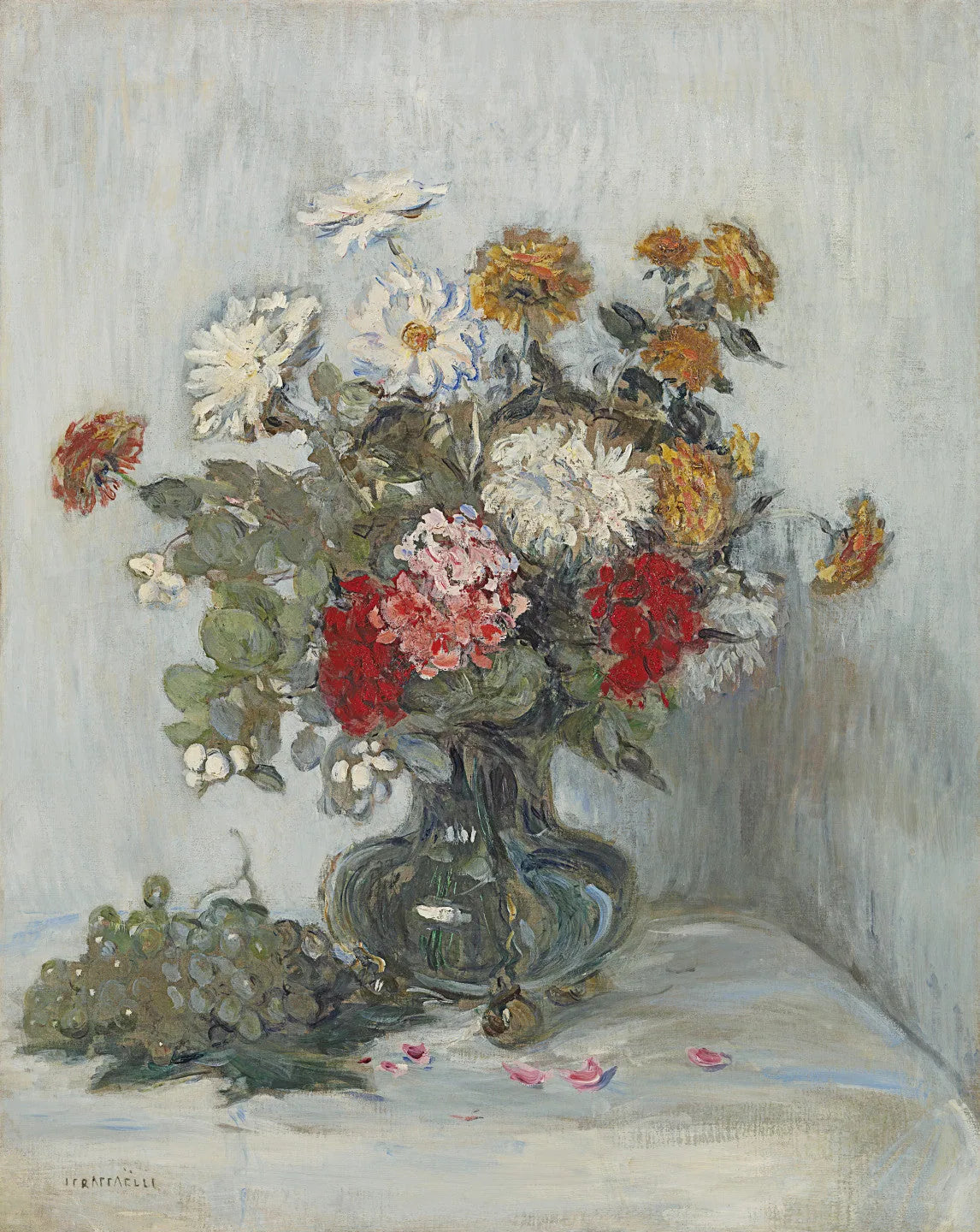 Fleurs et raisins - Jean-François Raffaëlli image 1 reproduction artisanale de tableau
