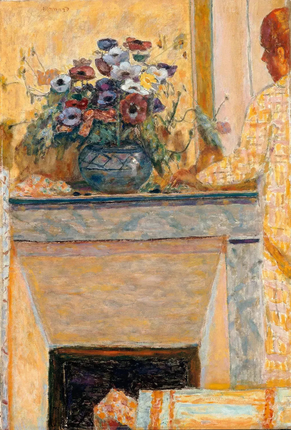 Fleurs sur une cheminée au Cannet - Pierre Bonnard image 1 copie de tableau peinte à la main