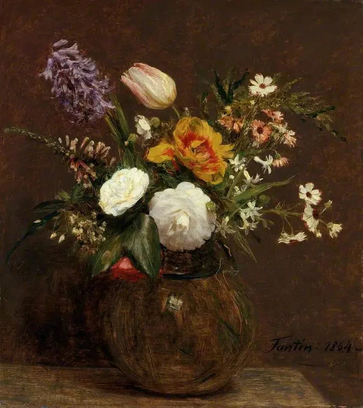 Fleurs : Tulipes, Camélias et Jacinthes - Henri Fantin-Latour image 1 reproduction artisanale de tableau