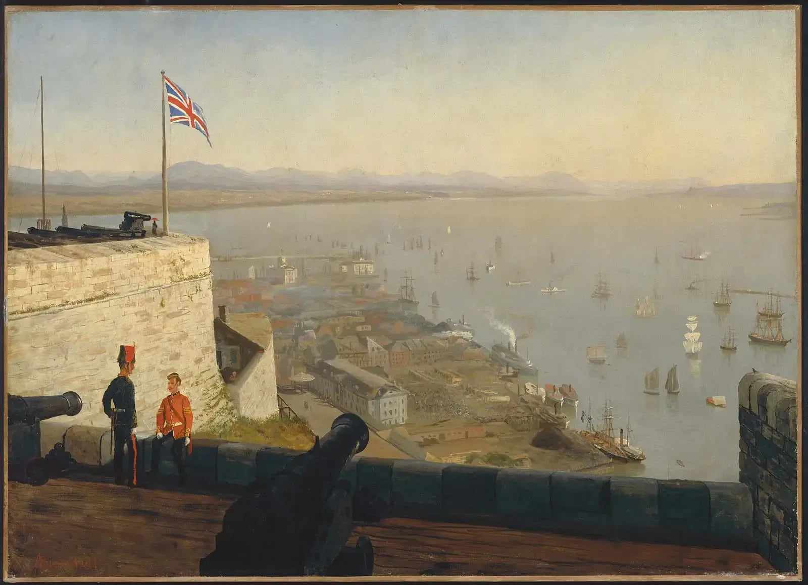 Fleuve Saint-Laurent, depuis la Citadelle, Québec - Albert Bierstadt image 1 copie de tableau peinte à la main