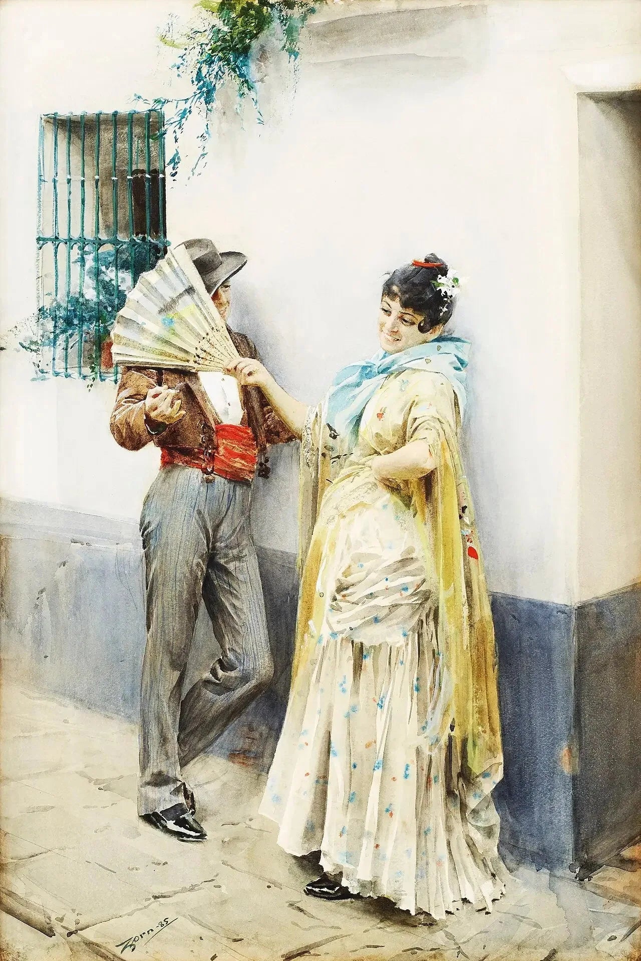 Flirtation - Anders Zorn image 1 copie de tableau peinte à la main