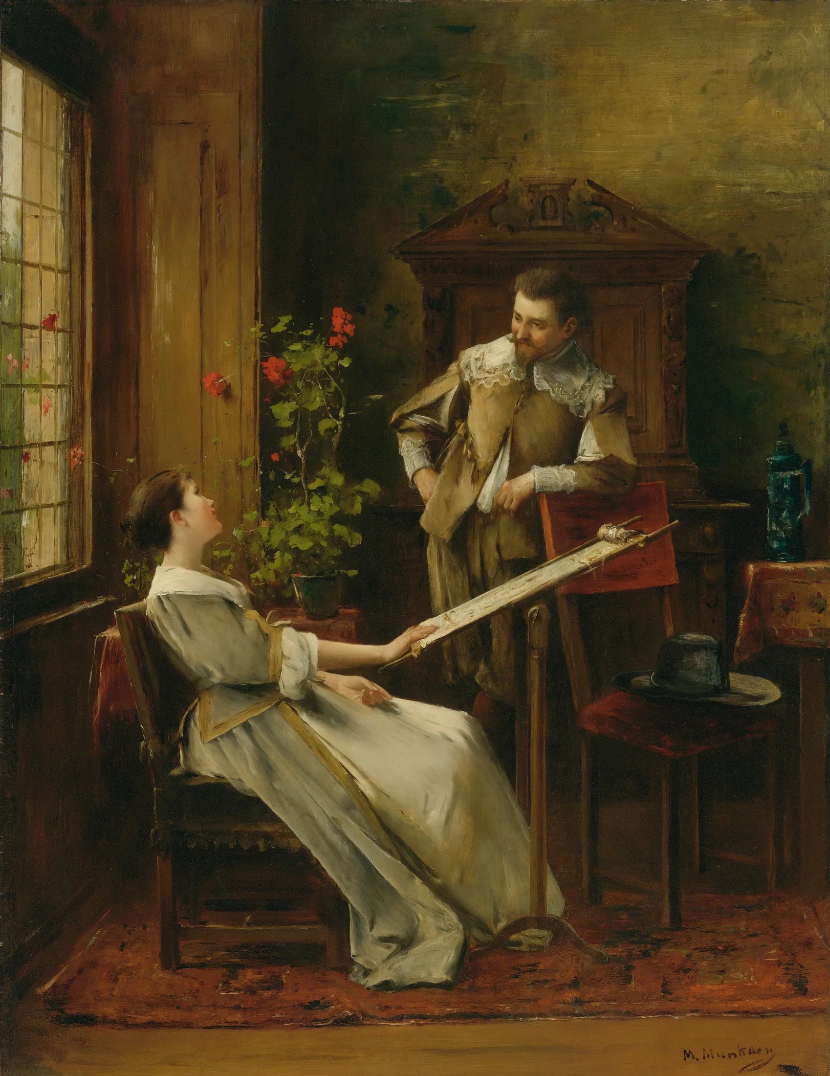 Flirter - Mihály Munkácsy image 1 tableau peint à l’huile sur toile