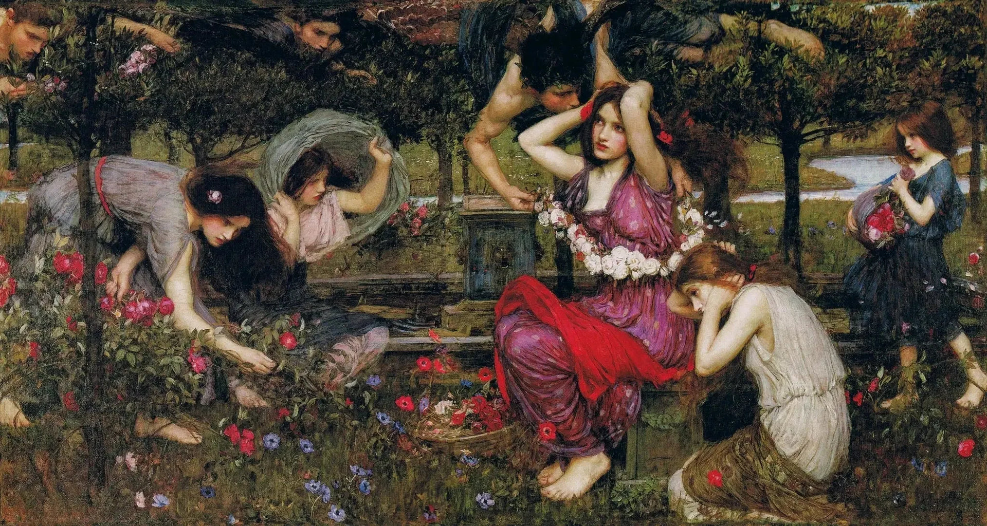 Flore et les zéphyrs - John William Waterhouse image 1 copie peinte à la main à l’huile