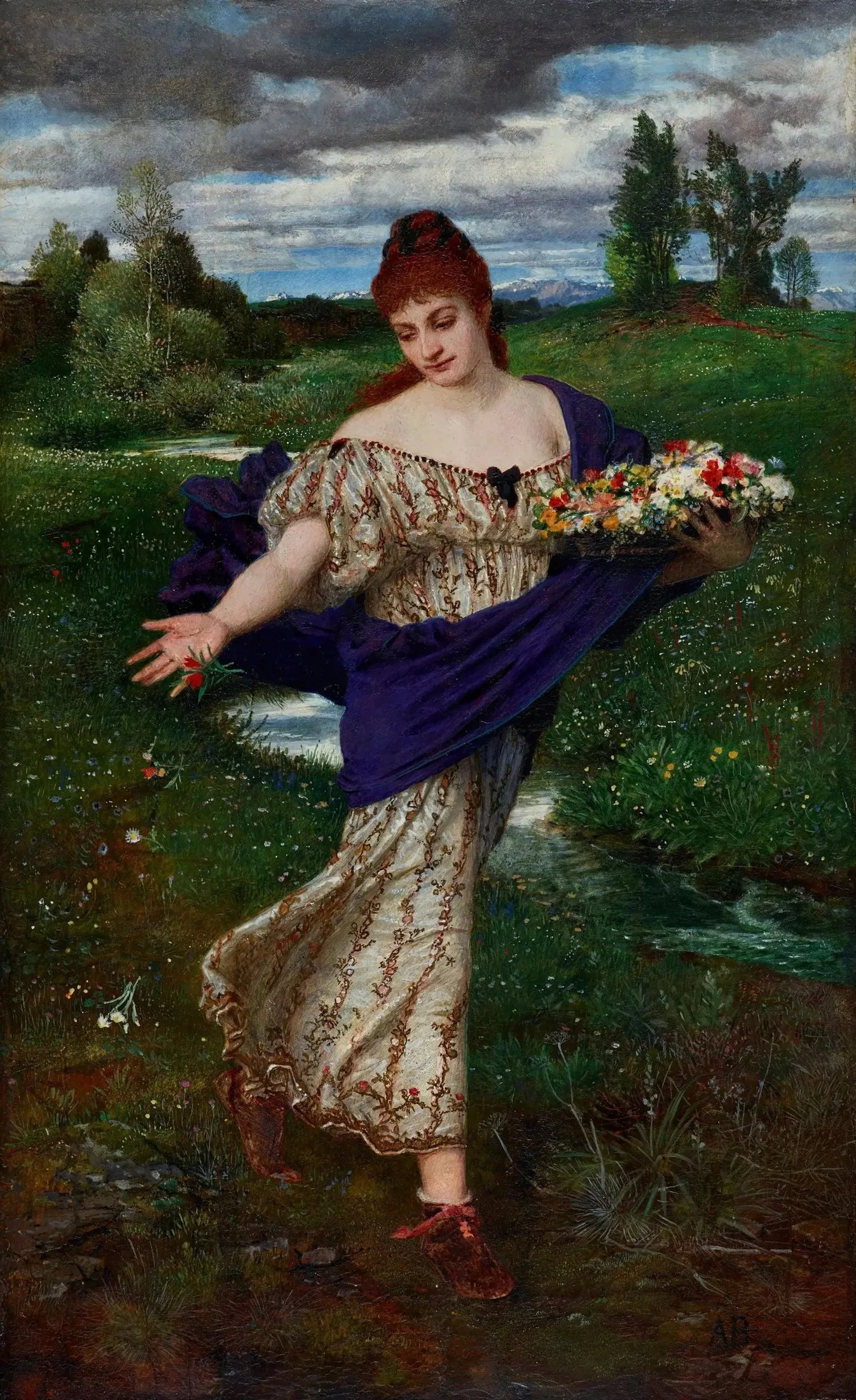 Flore, fleurs dispersées - Arnold Böcklin image 1 tableau peint à l’huile sur toile