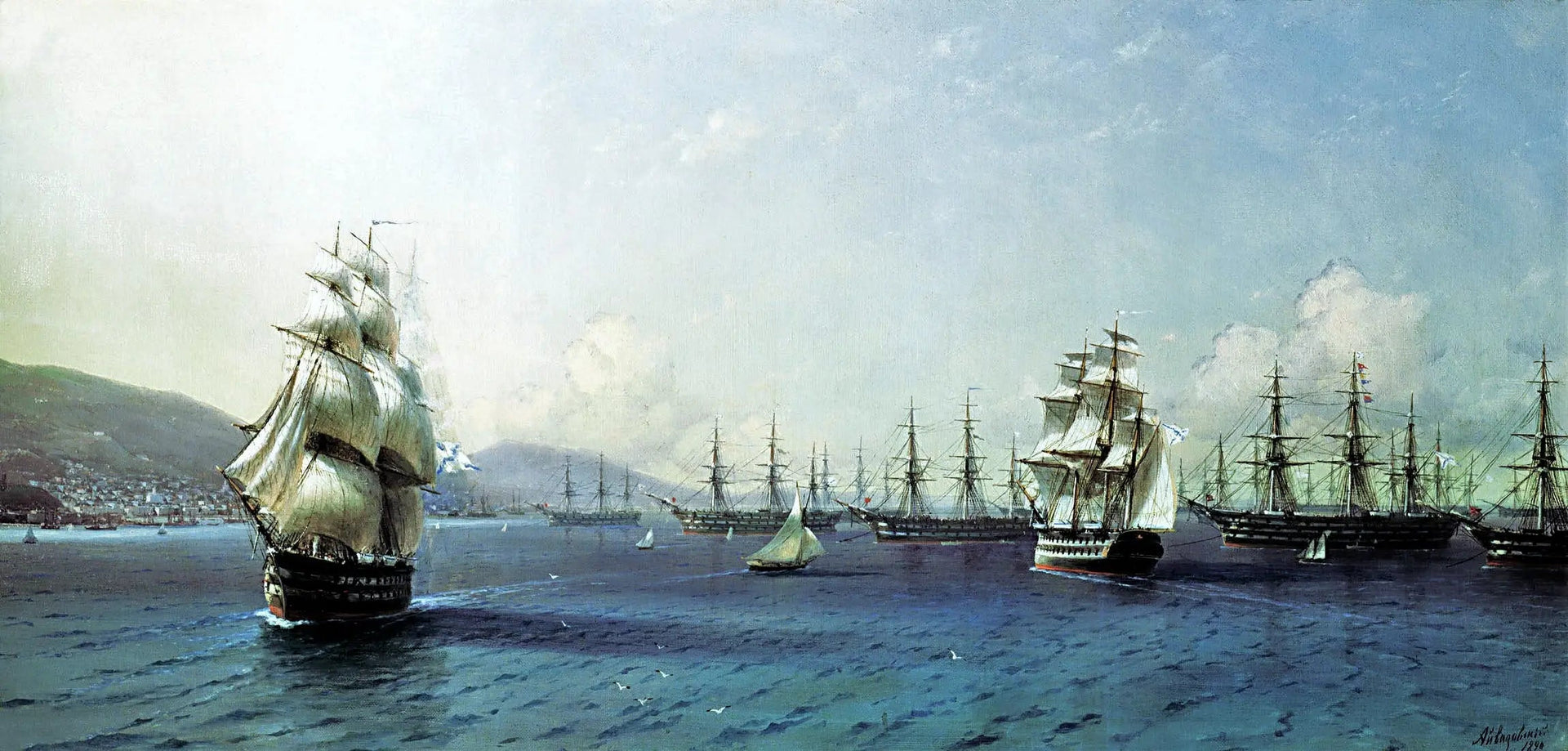 Flotte de la mer Noire dans la baie de Théodosie, juste avant la guerre de Crimée - Ivan Aïvazovski image 1 reproduction réalisée par Alpha Reproduction