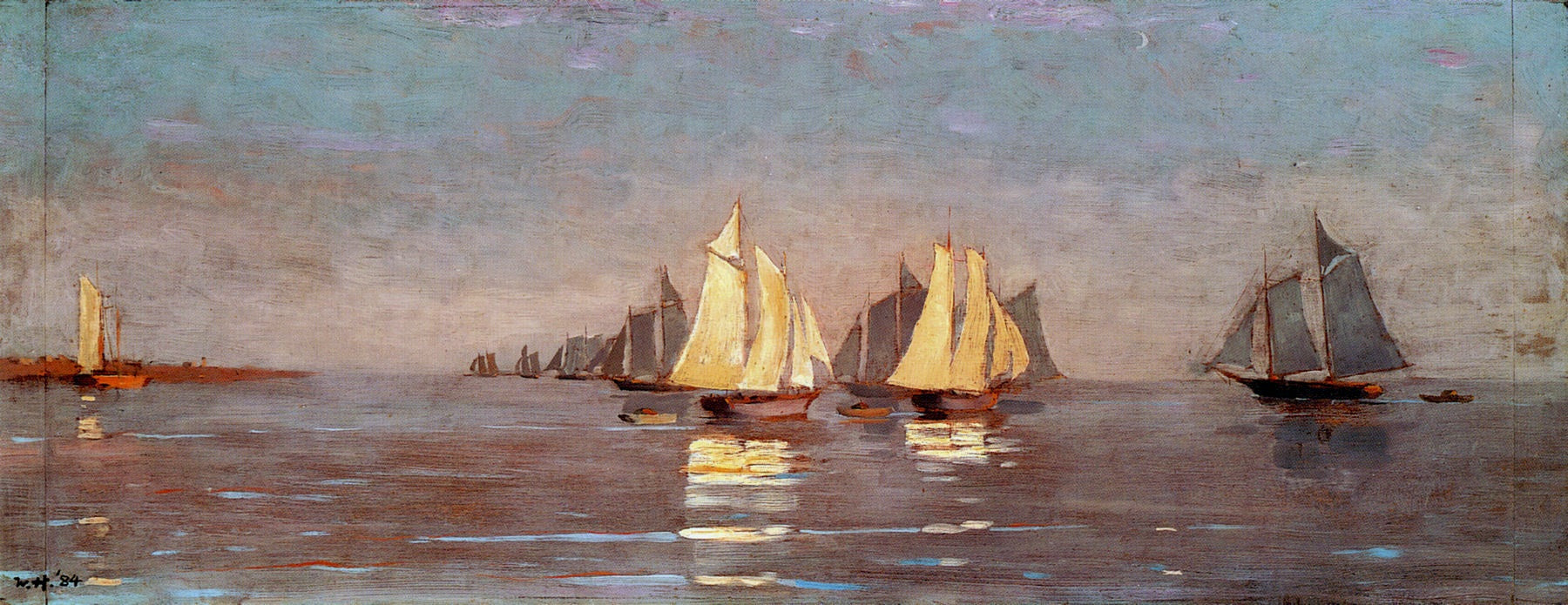 Flotte de maquereaux de Gloucester à l'aube - Winslow Homer image 1 copie peinte à la main à l’huile