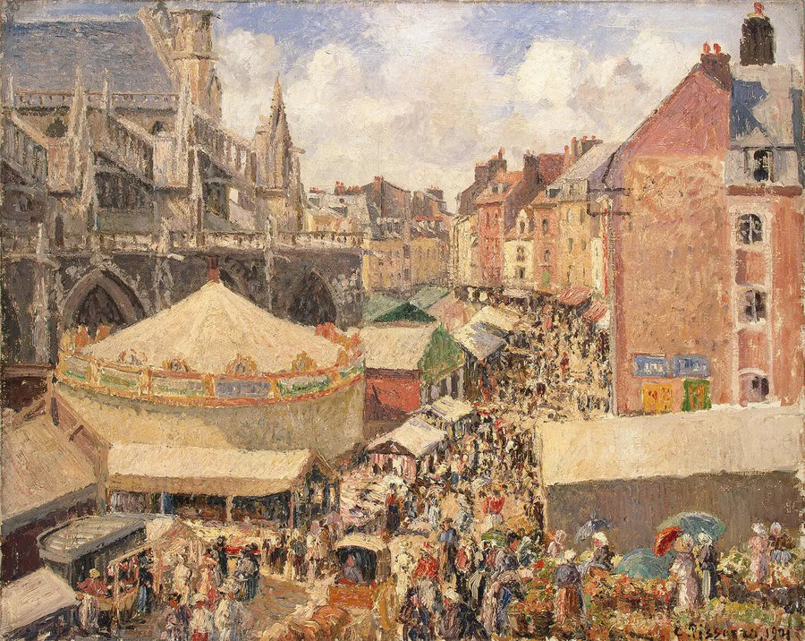 Foire à Dieppe, matinée ensoleillée - Camille Pissarro
