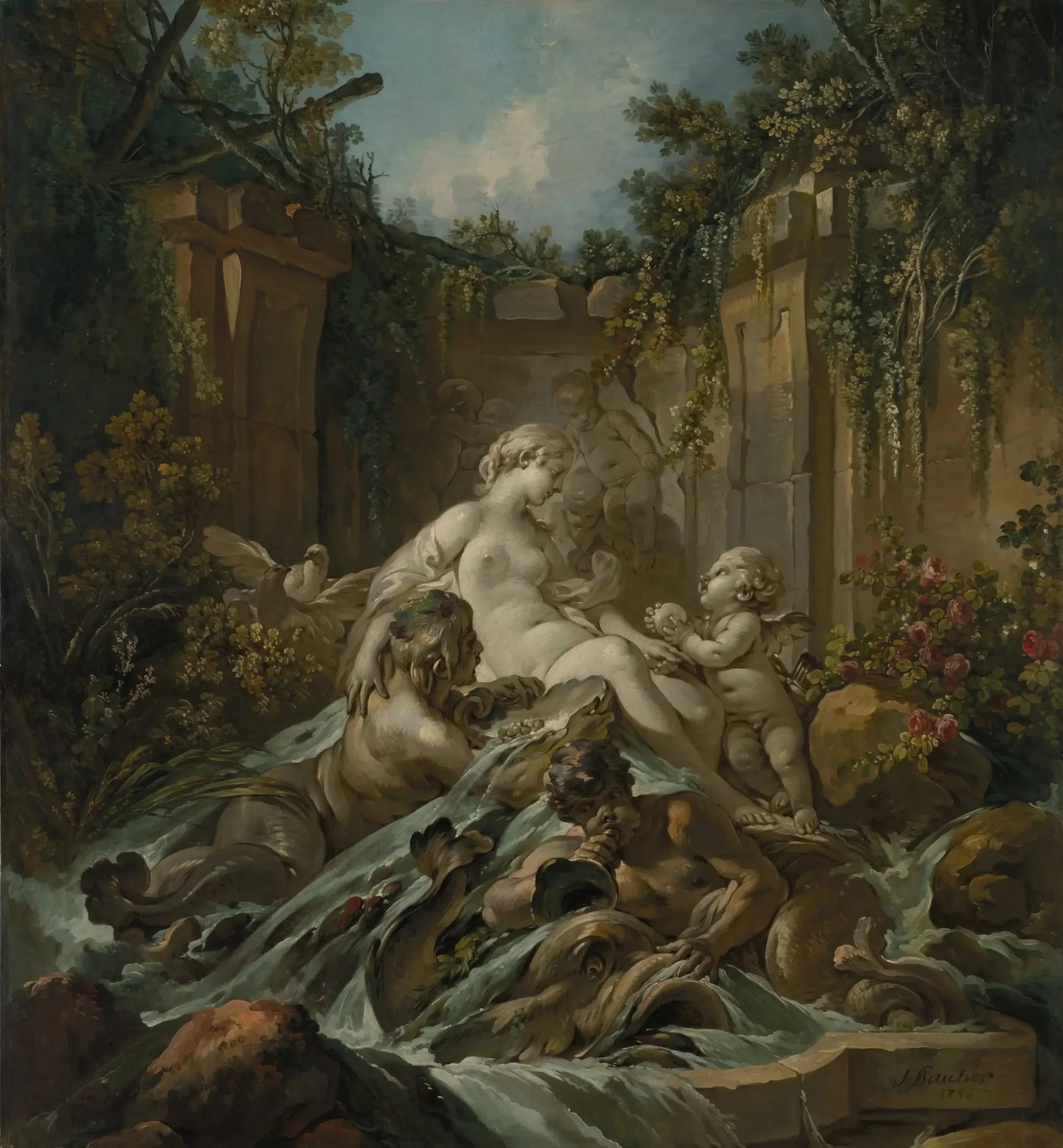 Fontaine de Vénus - François Boucher image 1 copie peinte à la main à l’huile