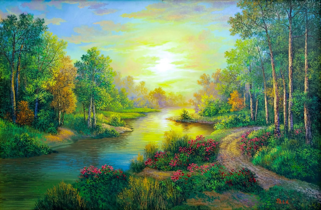 Forest and Rivers | 90 x 60 cm image 1 reproduction de peinture à l’huile
