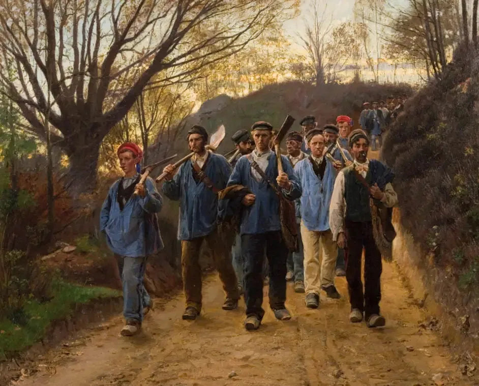 Forestiers français de retour du travail - Peder Severin Krøyer image 1 copie de tableau peinte à la main