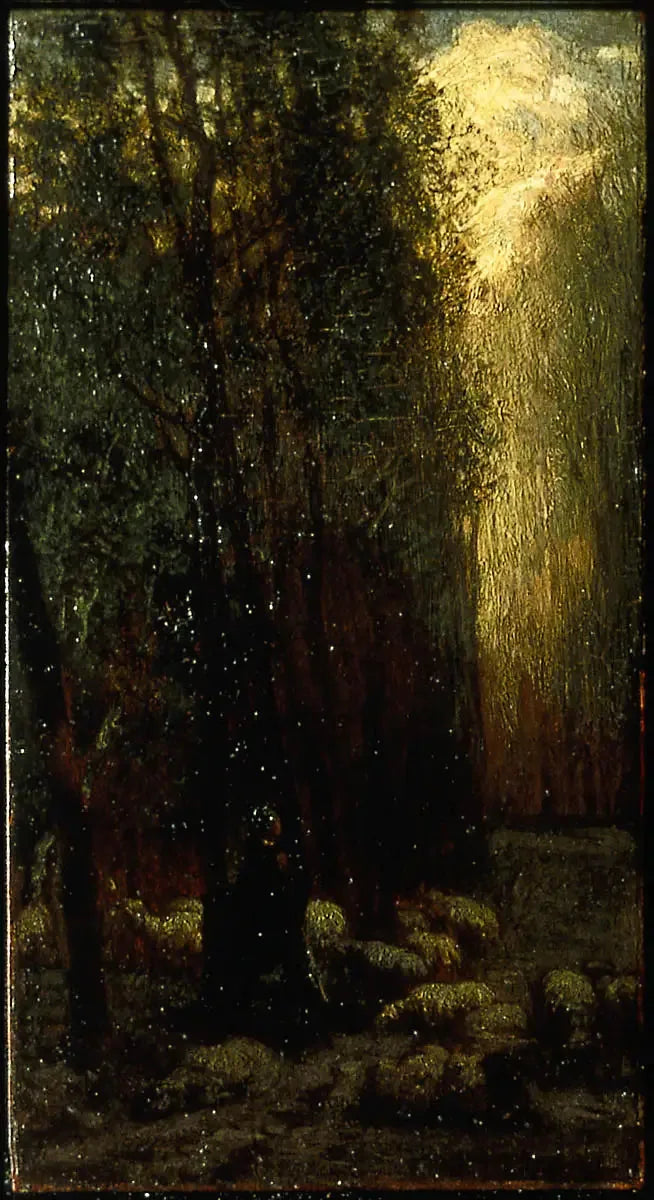 Forêt avec bergère et moutons - Jean-François Millet image 1 reproduction artisanale de tableau