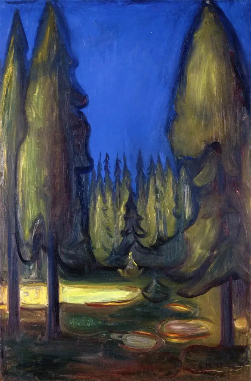 forêt d'épicéas - Edvard Munch image 1 reproduction artisanale de tableau