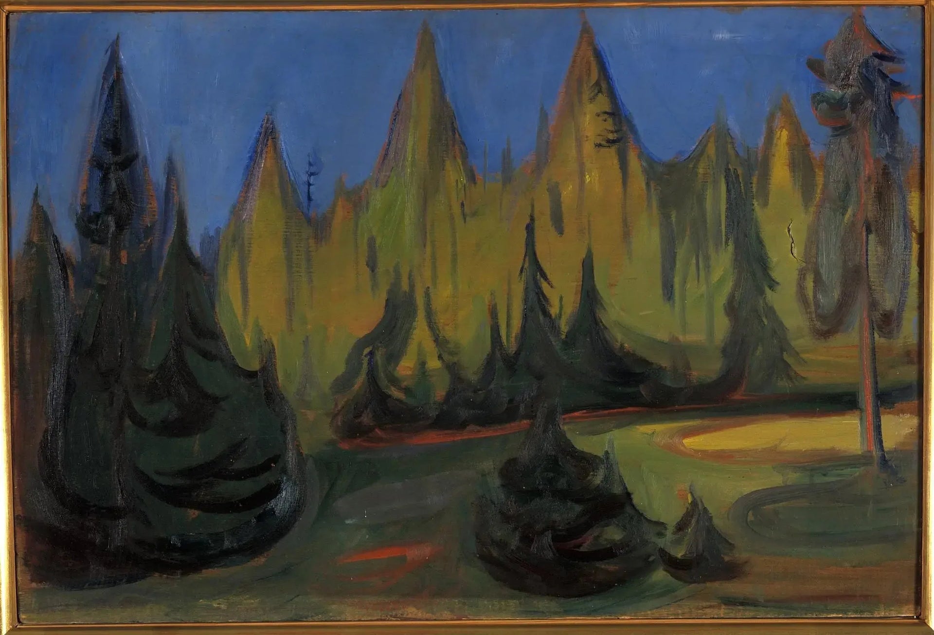 forêt d'épicéas - Edvard Munch image 1 copie peinte à la main à l’huile