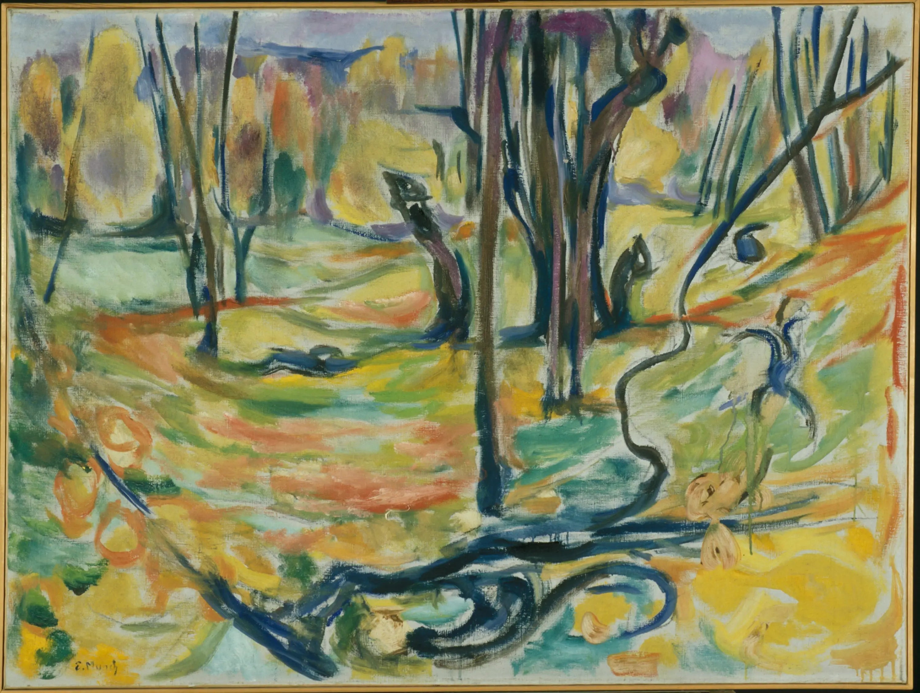 forêt d'ormes en automne - Edvard Munch image 1 copie de tableau peinte à la main