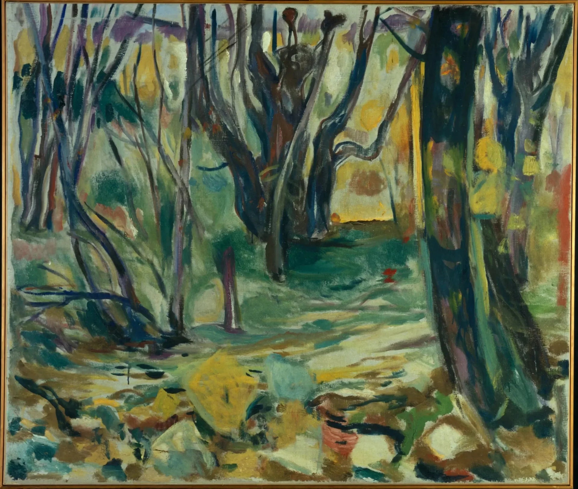 forêt d'ormes en automne - Edvard Munch image 1 copie peinte à la main à l’huile