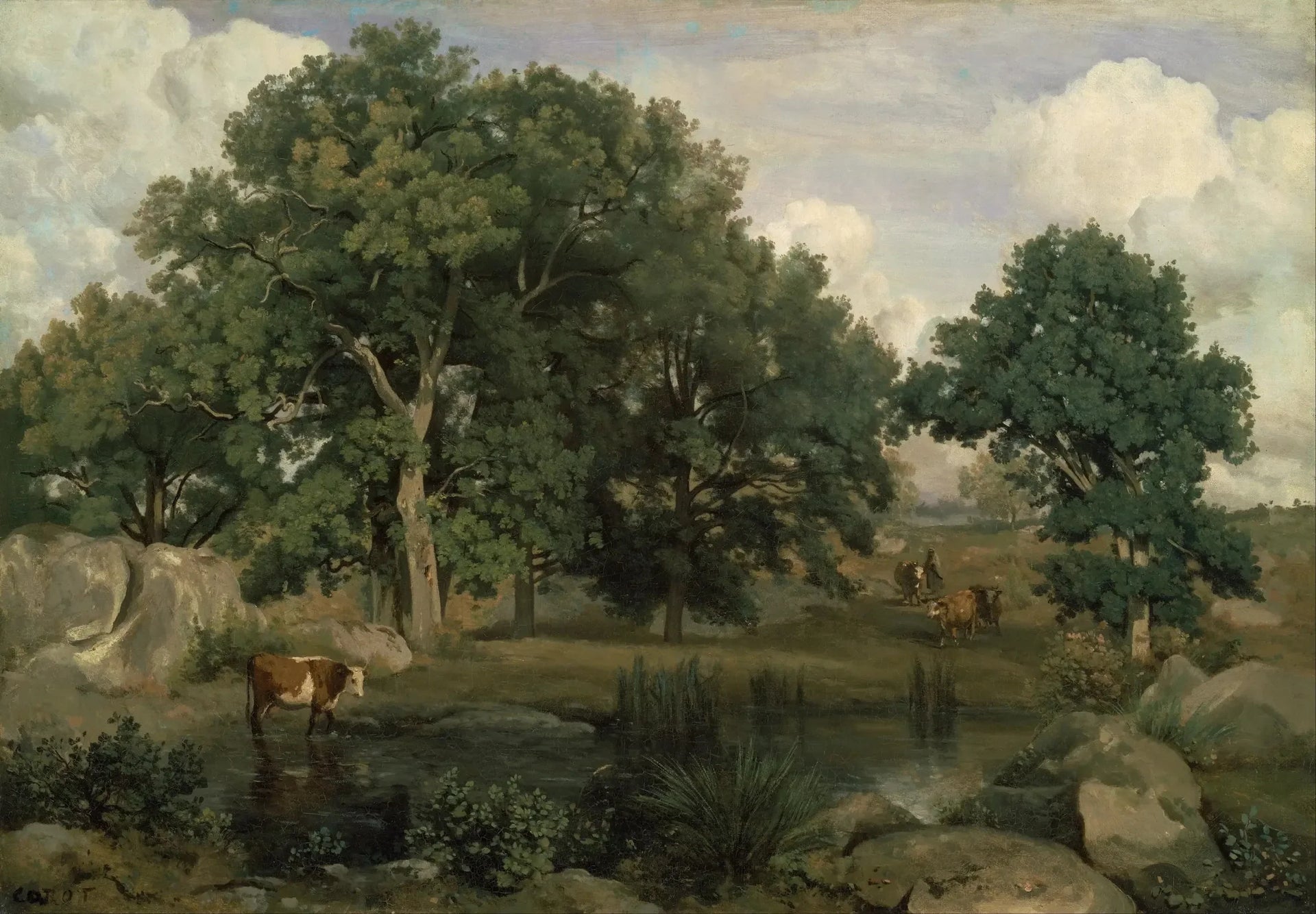 Forêt de Fontainebleau - Jean-Baptiste Camille Corot image 1 reproduction artisanale de tableau