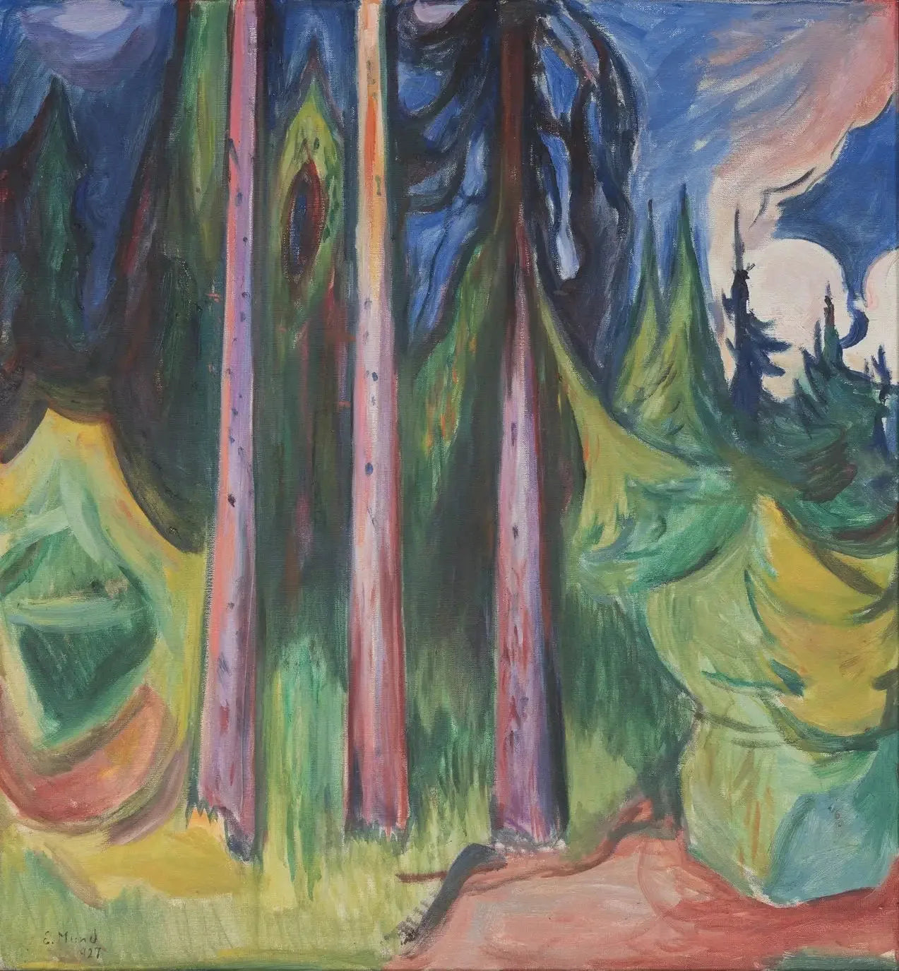 Forêt - Edvard Munch image 1 copie de tableau peinte à la main