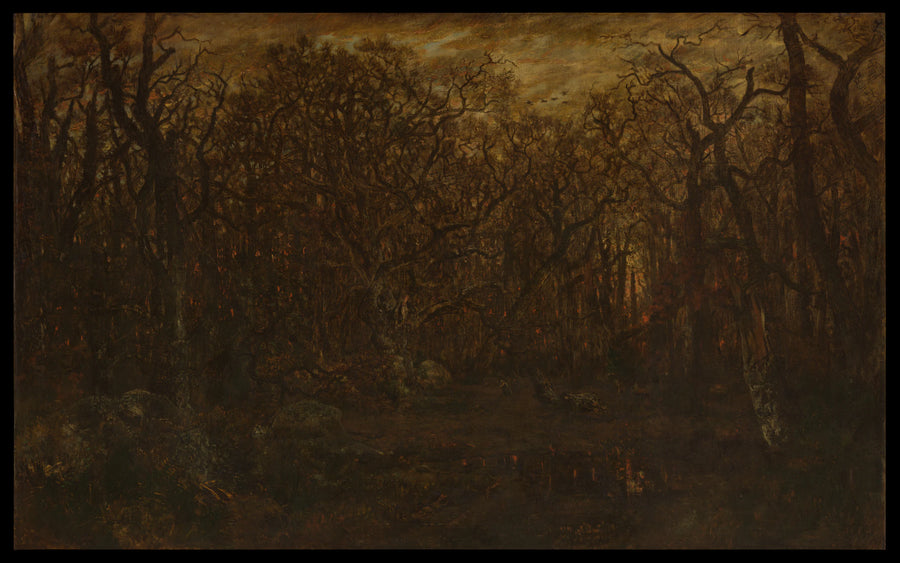 La Forêt en hiver au coucher du soleil - Théodore Rousseau