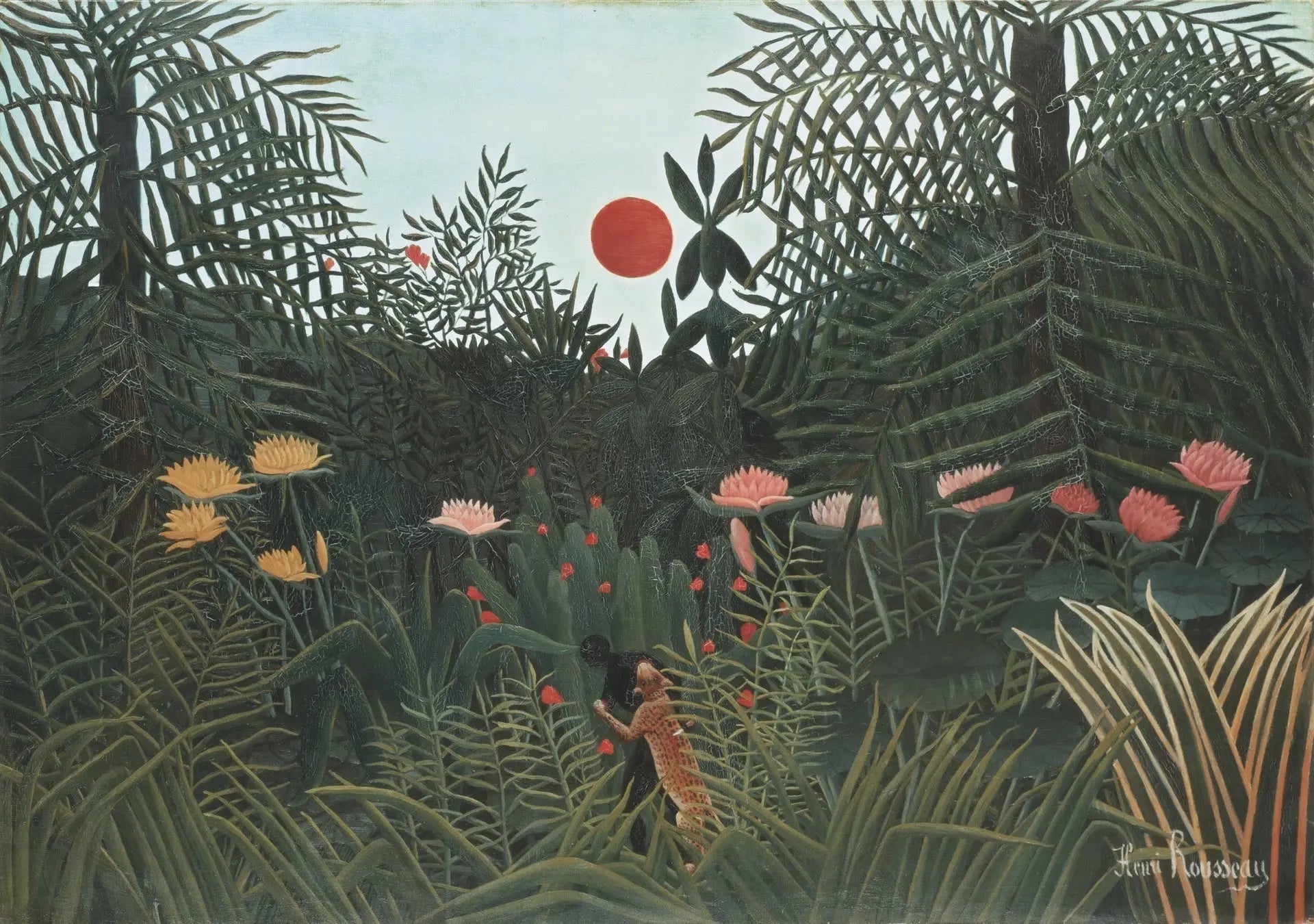 Forêt vierge au soleil couchant - Henri Rousseau image 1 tableau peint à l’huile sur toile