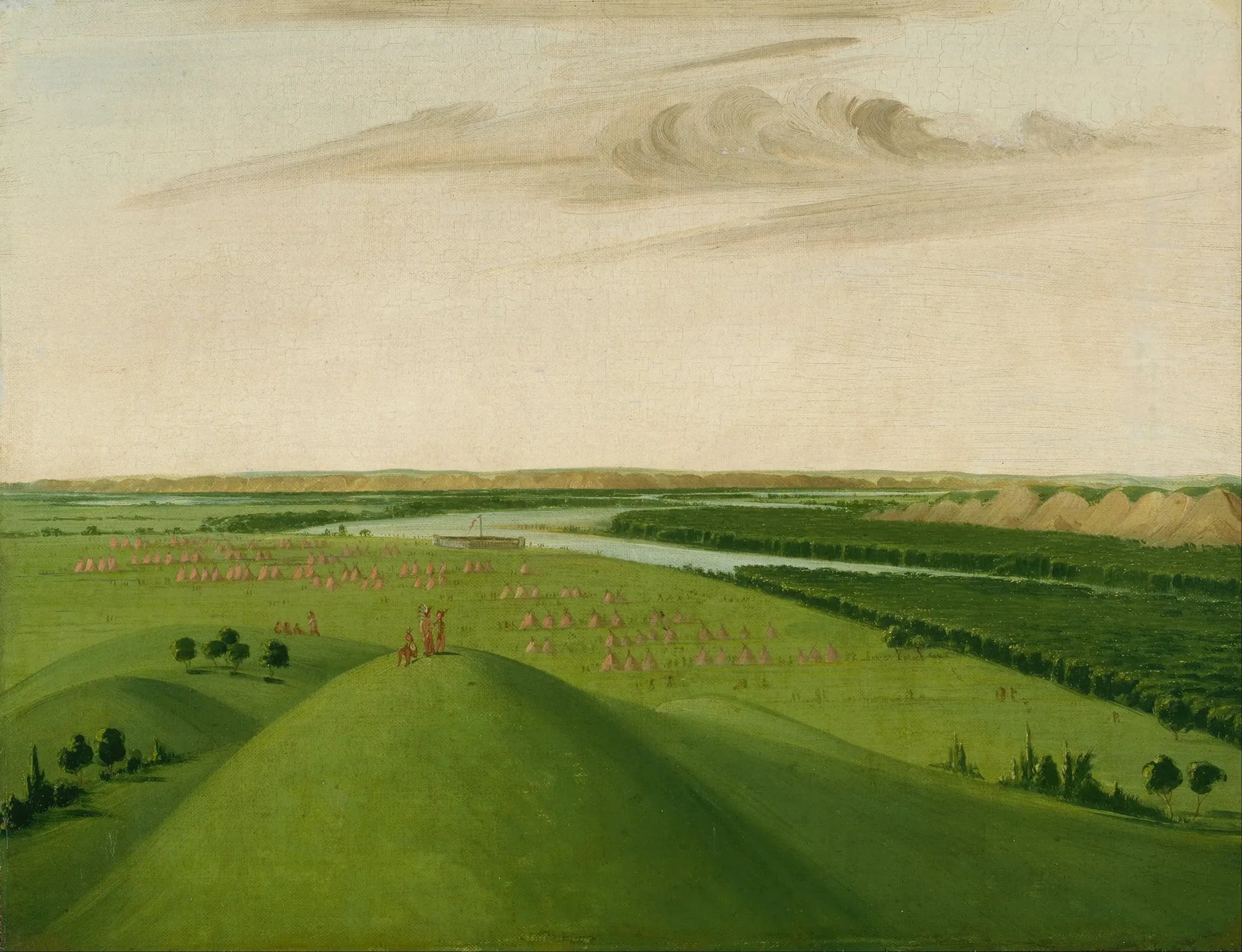 Fort Union, embouchure de la rivière Yellowstone, 2000 milles au-dessus de Saint-Louis - George Catlin image 1 reproduction artisanale de tableau