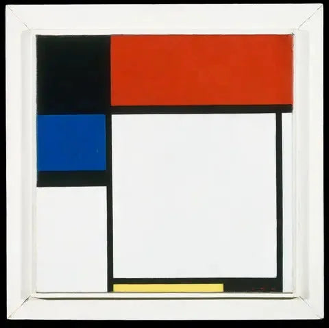 Fox Trot B, avec noir, rouge, bleu et jaune - Piet Mondrian