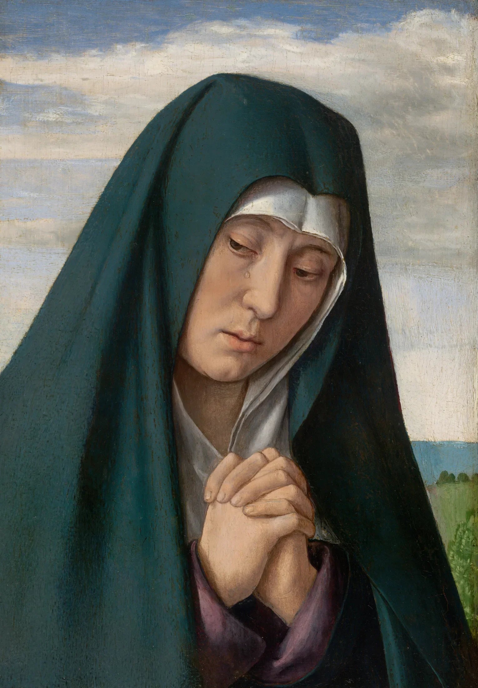 Fragment du Christ portant la croix : Vierge en deuil - Jean Hey image 1 reproduction artisanale de tableau