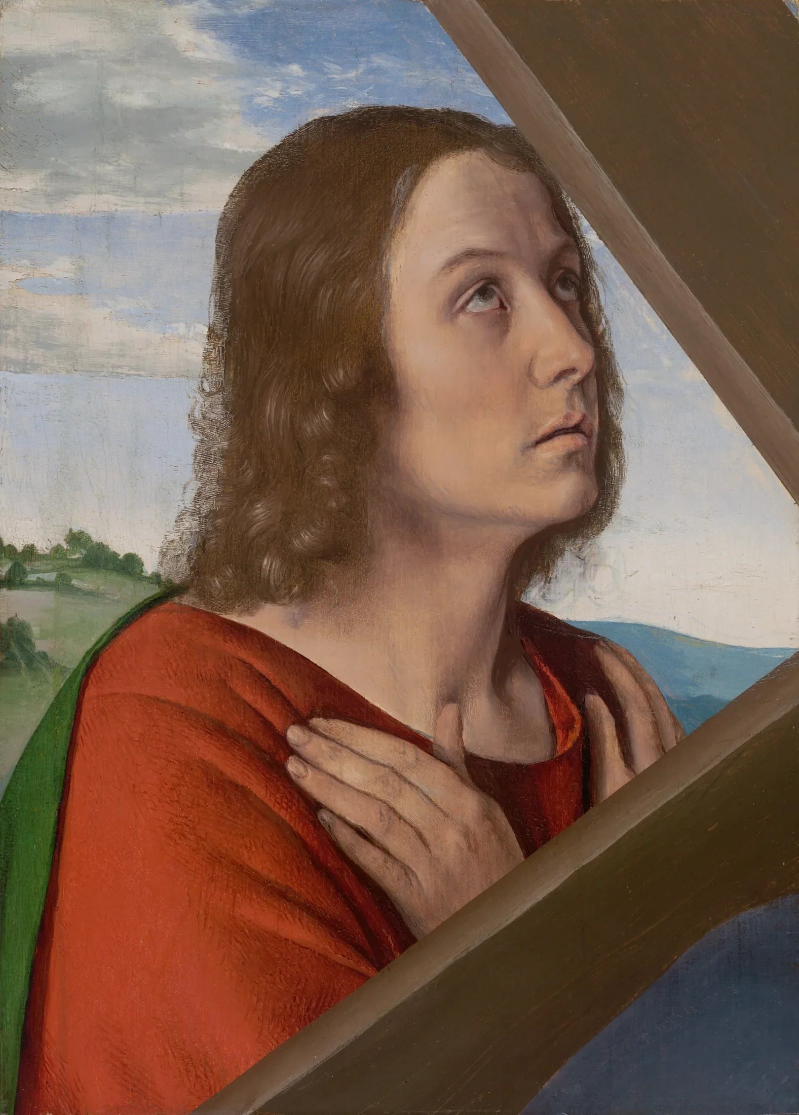 Fragment du Christ portant sa Croix : Saint Jean l'Évangéliste - Jean Hey image 1 tableau peint à l’huile sur toile