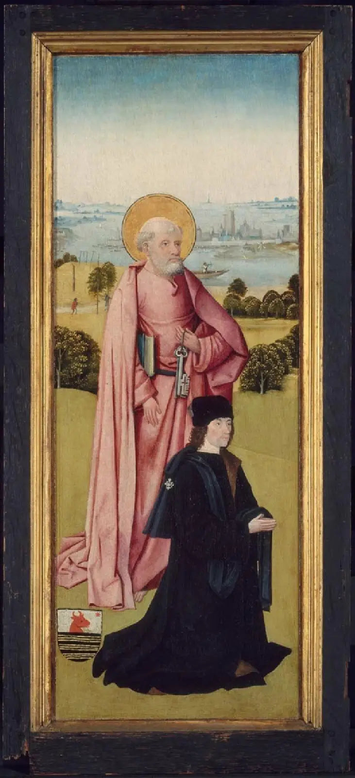 Franco van Langhel et ses Fils avec Saint Jean-Baptiste (face extérieure) ; Pieter van Os avec Saint Pierre (face intérieure) - Hieronymus Bosch image 1 copie de tableau peinte à la main