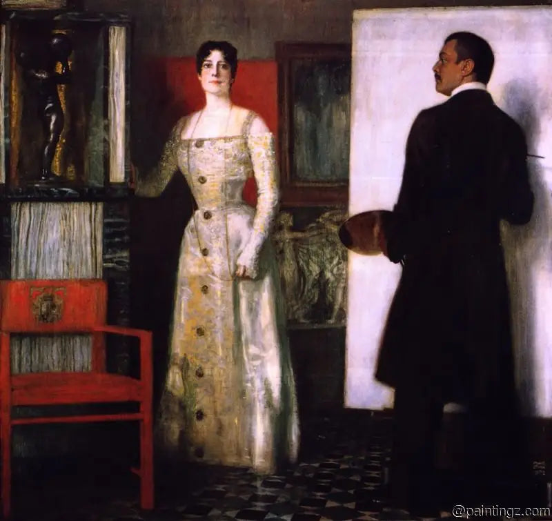 Franz et Mary coincés dans le studio - Franz Von Stuck image 1 copie de tableau peinte à la main