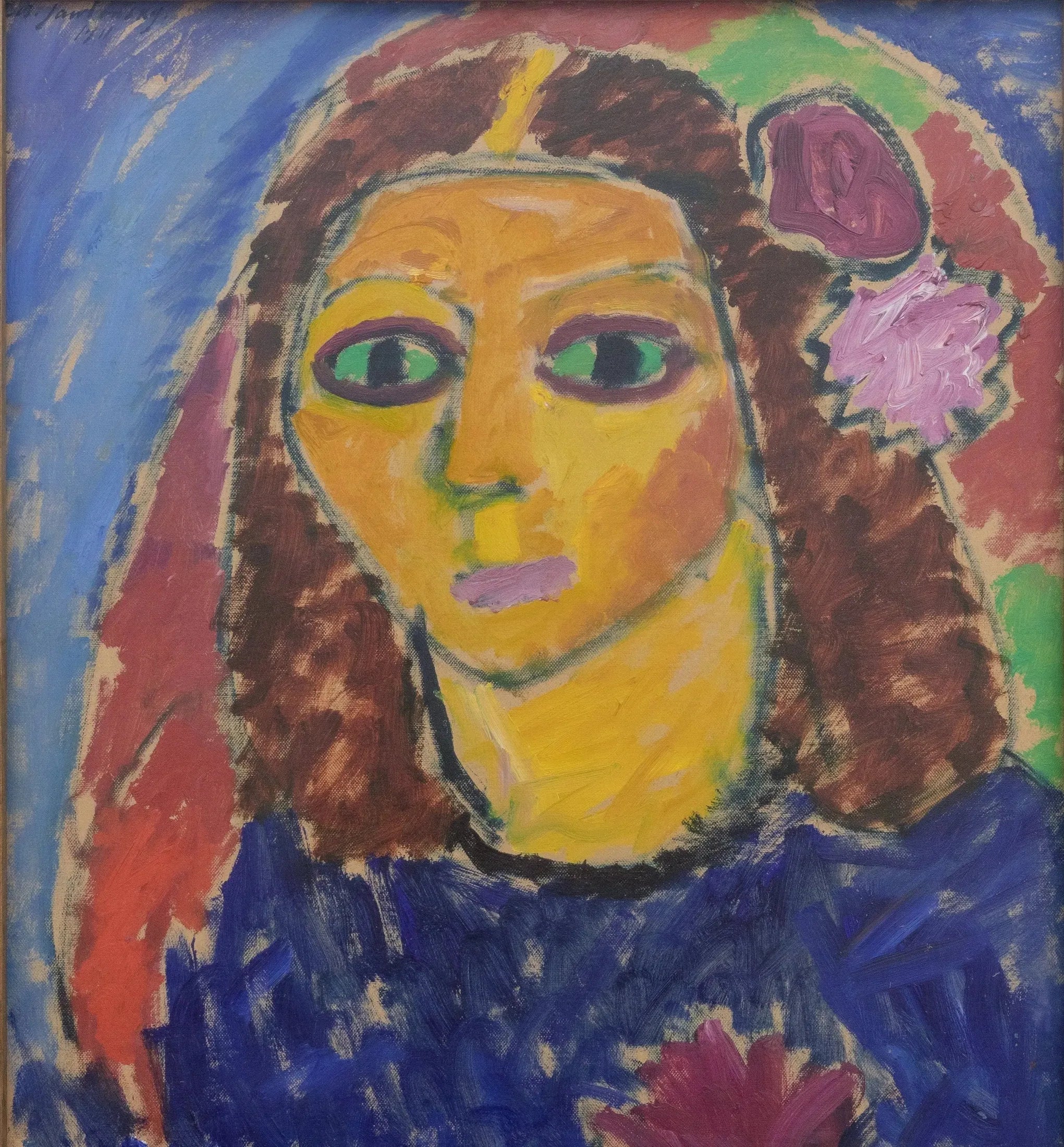 Frauenkopf mit Blumen im Haar - Alexej von Jawlensky image 1 copie de tableau peinte à la main