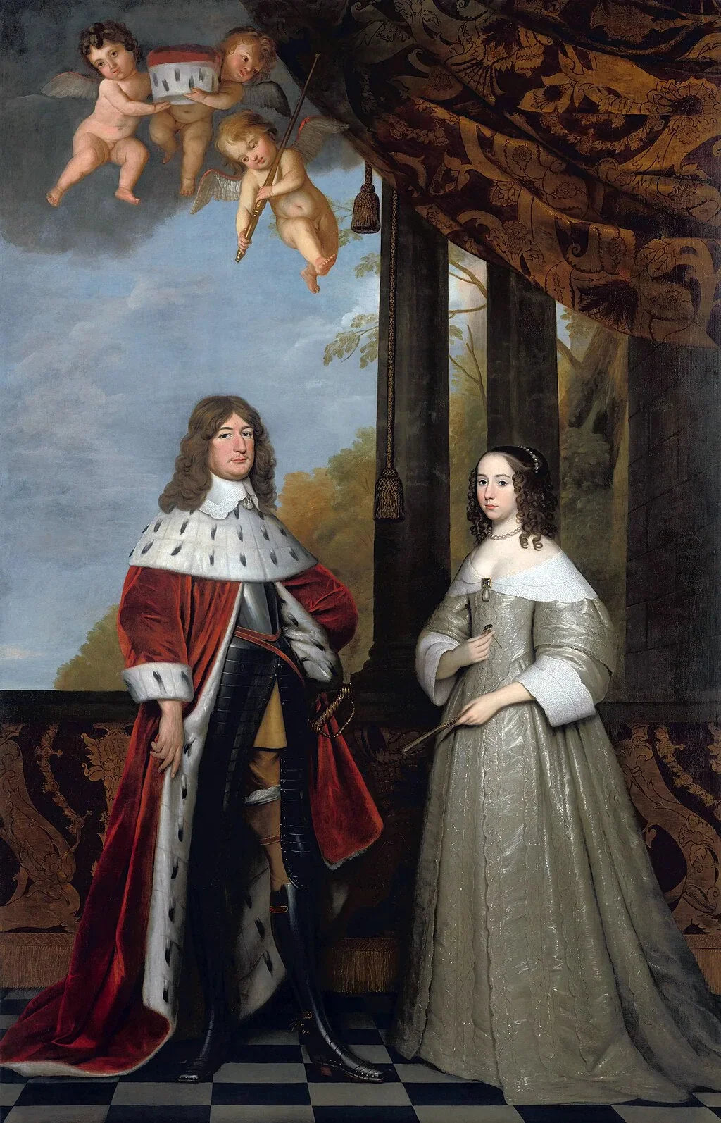 Frédéric-Guillaume (1620-1688), électeur de Brandebourg, et son épouse Louise-Henriette (1627-1667), comtesse d'Orange-Nassau - Gerrit van Honthorst image 1 copie de tableau peinte à la main