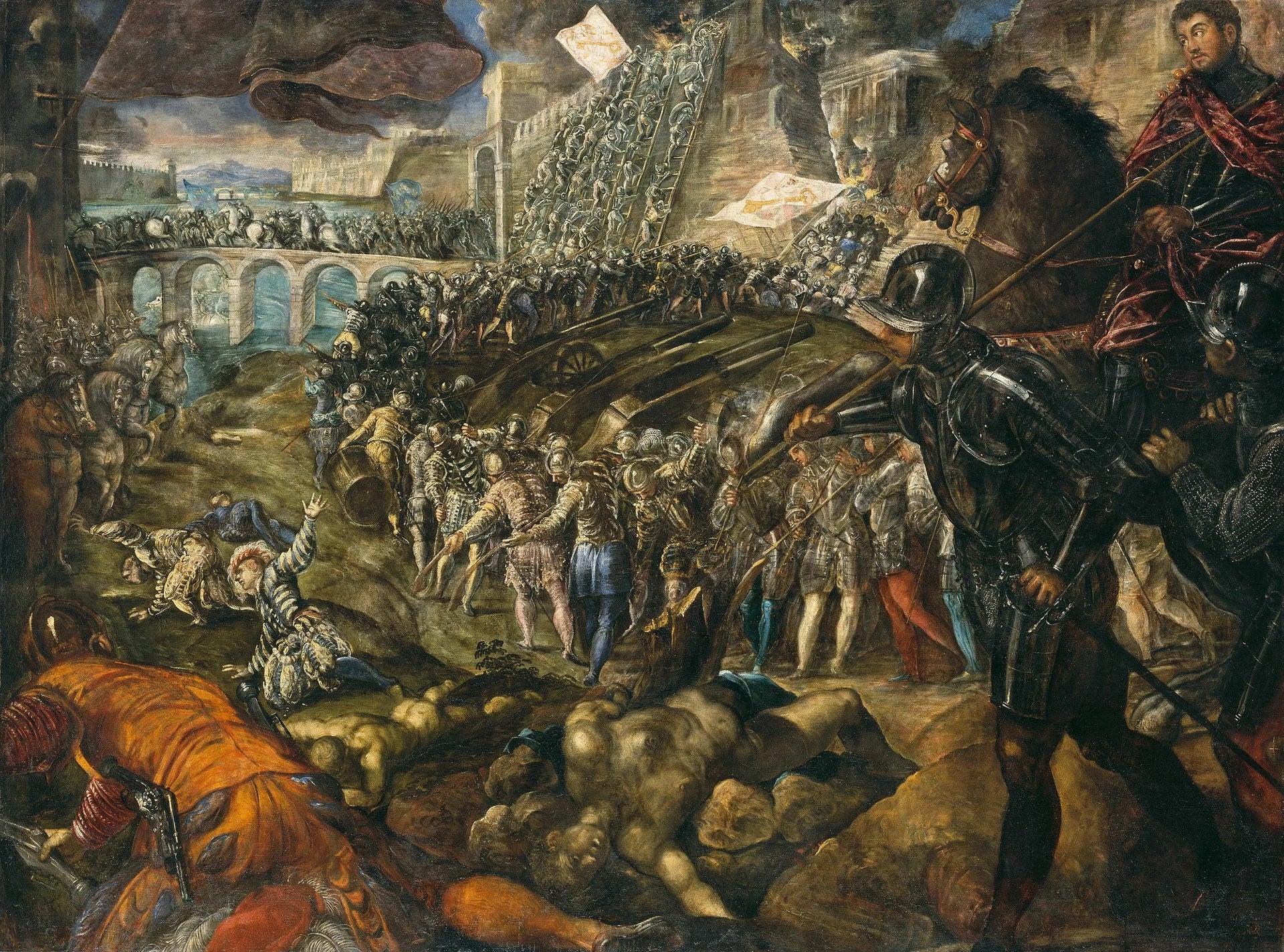 Frédéric II conquiert Parme en 1521.Tableau du Tintoret, 1578/79, pour son fils Guillaume - Jacopo Tintoretto image 1 reproduction artisanale de tableau
