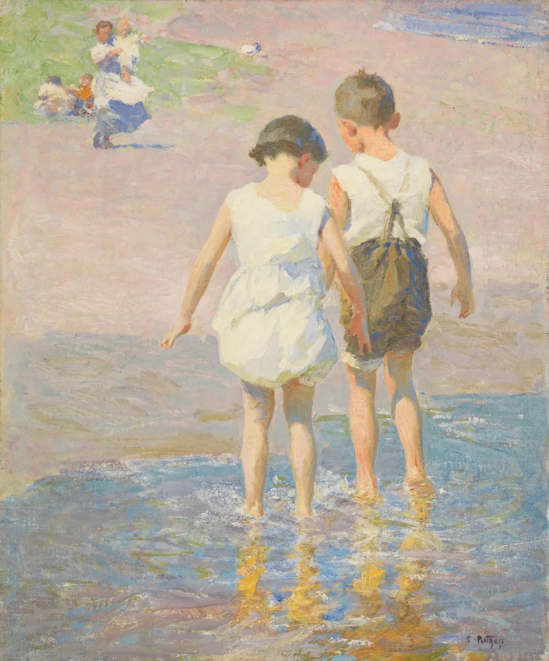 Frère et sœur - Edward Henry Potthast image 1 tableau peint à l’huile sur toile