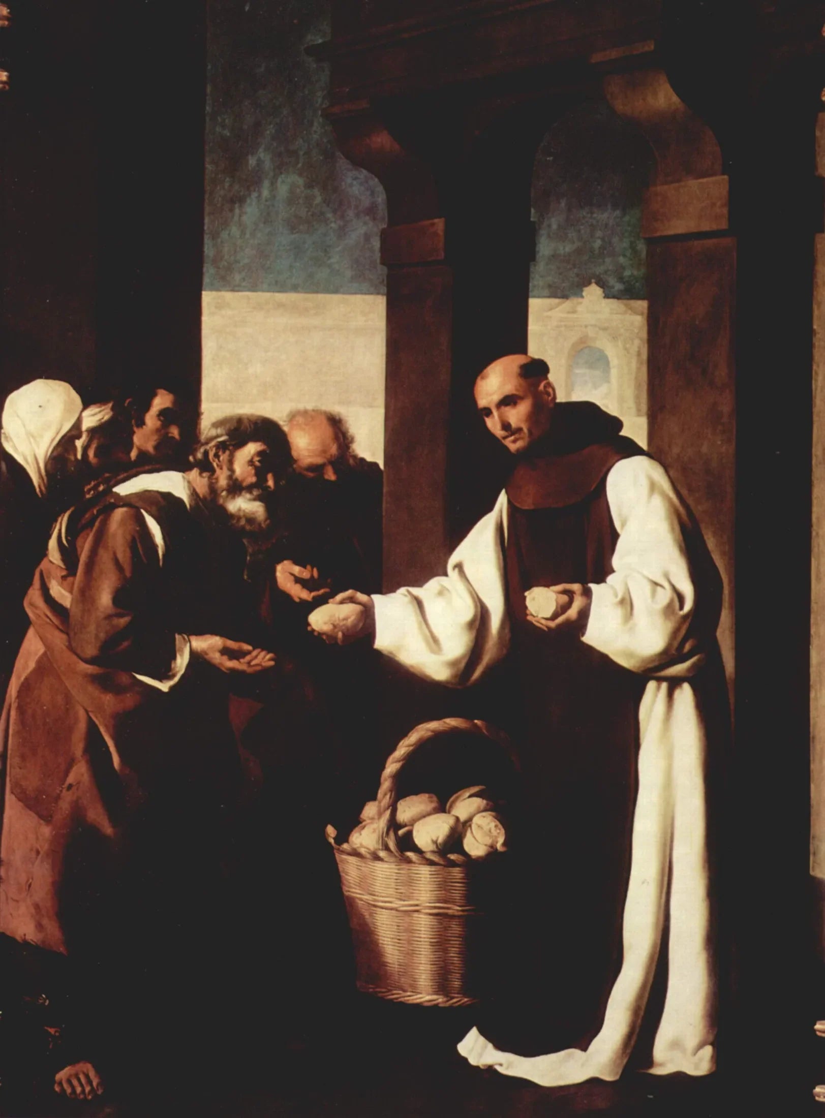 Frère Martín de Vizcaya faisant l'aumône - Francisco de Zurbarán image 1 reproduction d’œuvre d’art à l’huile