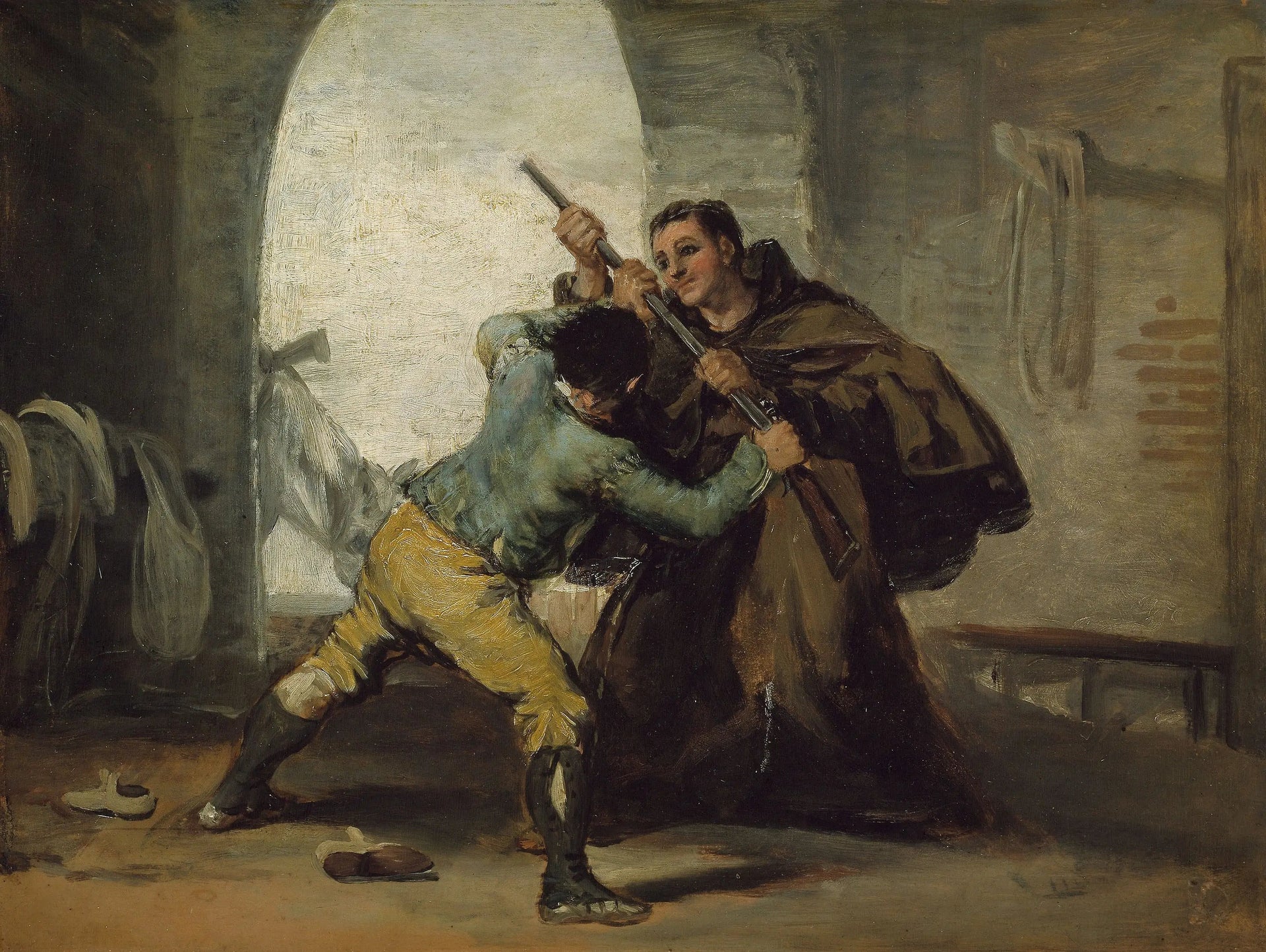 Frère Pedro arrache le pistolet à El Maragato - Francisco de Goya image 1 reproduction de peinture à l’huile
