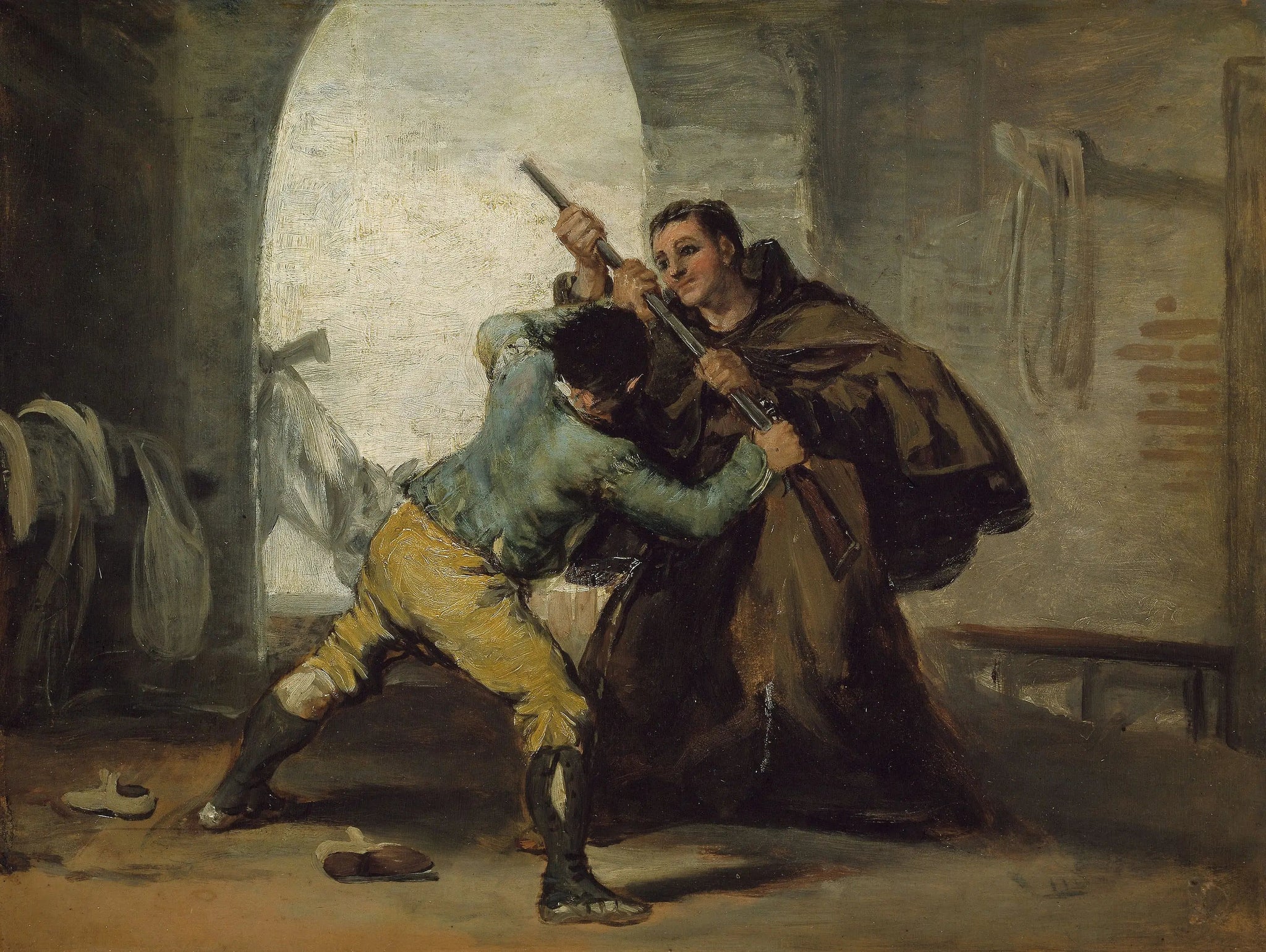 Frère Pedro arrache le pistolet à El Maragato - Francisco de Goya image 1 reproduction de peinture à l’huile
