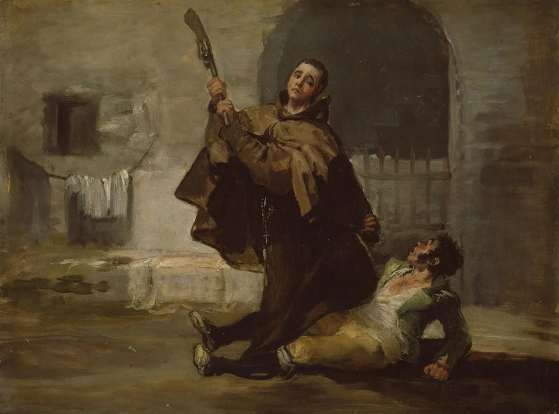 Frère Pedro frappe El Maragato avec la crosse du fusil - Francisco de Goya