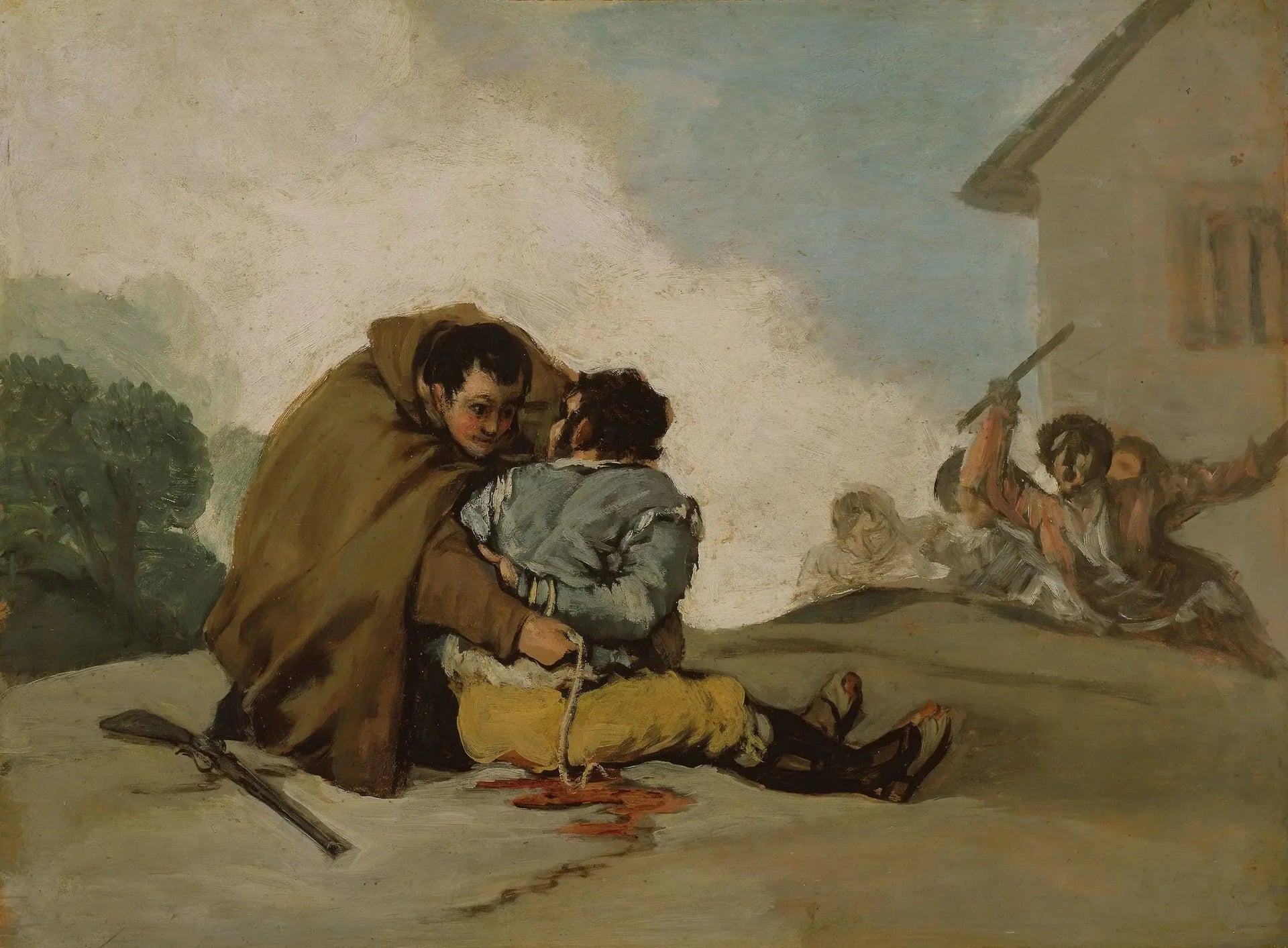 Frère Pedro lie El Maragato avec une corde - Francisco de Goya image 1 reproduction artisanale de tableau