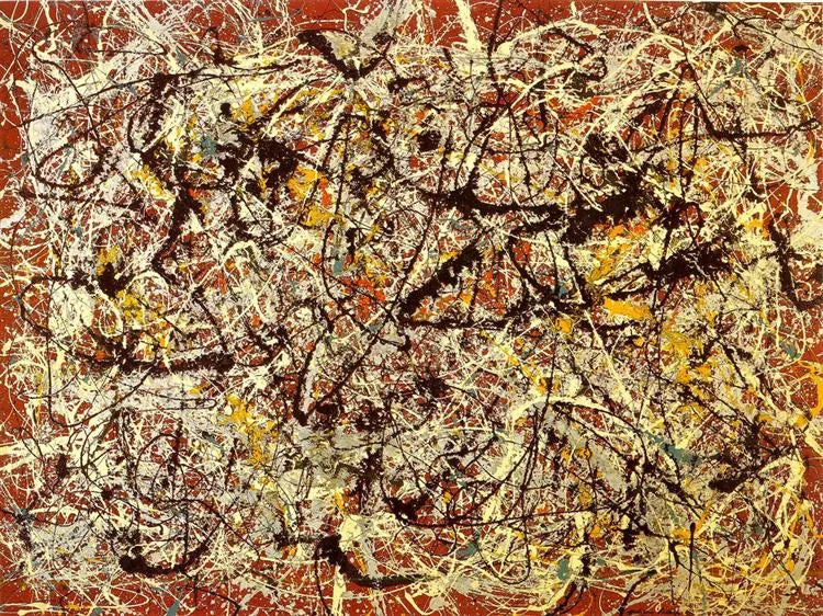 Fresque murale sur sol rouge indien - Jackson Pollock image 1 reproduction d’œuvre d’art à l’huile