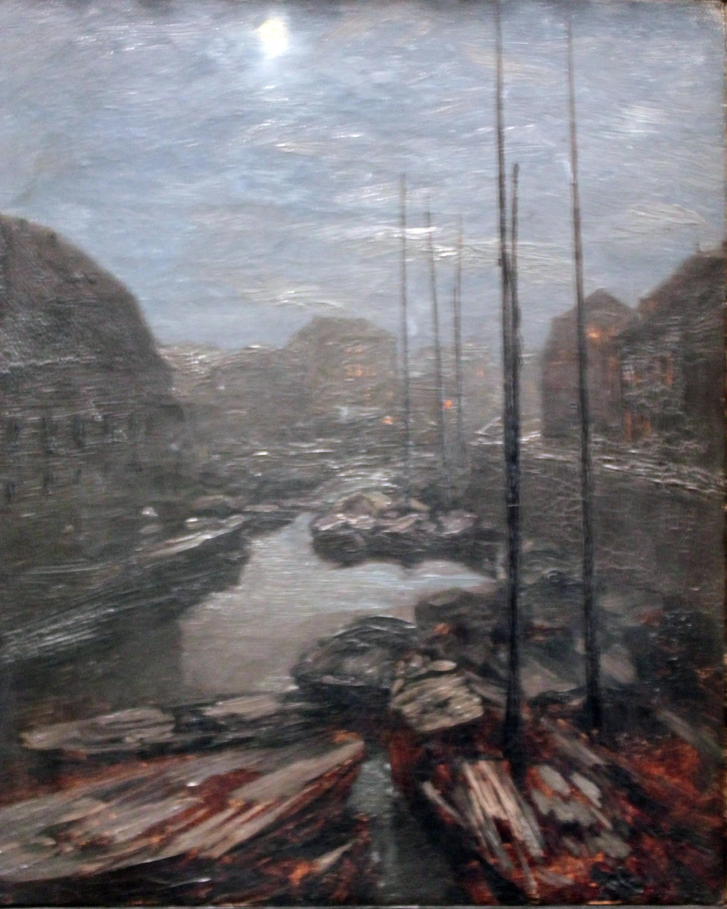 Friedrichsgracht au clair de lune - Adolph von Menzel image 1 reproduction artisanale de tableau
