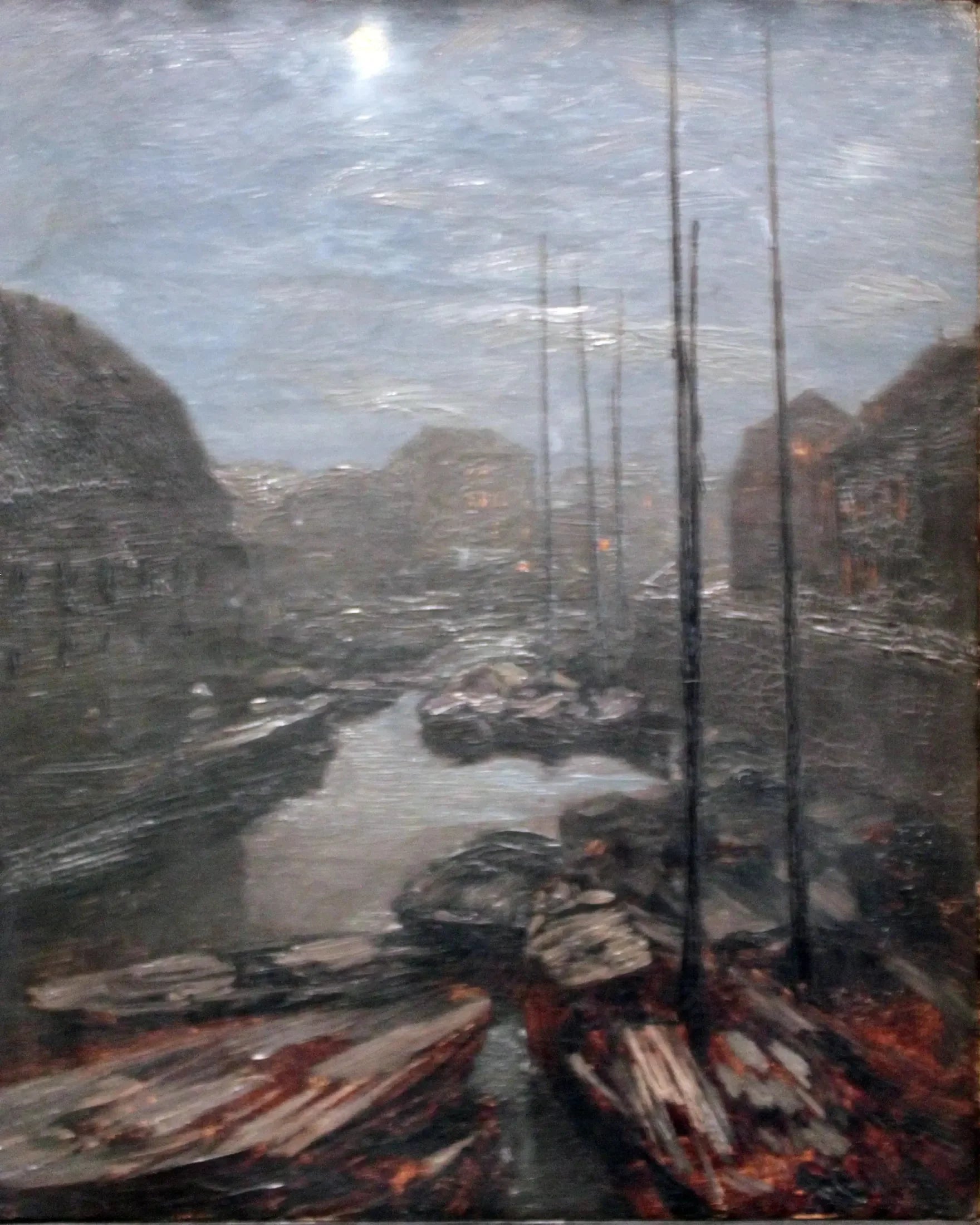 Friedrichsgracht au clair de lune - Adolph von Menzel image 1 reproduction artisanale de tableau