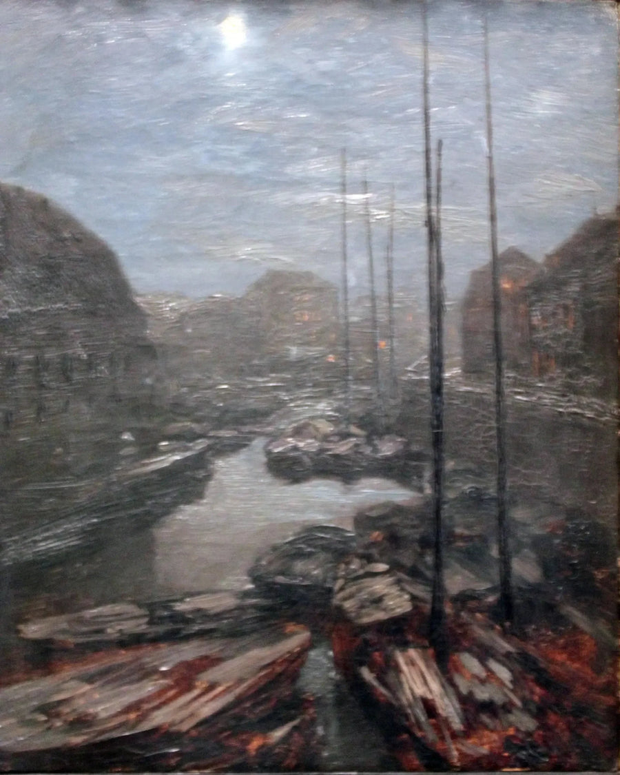 Friedrichsgracht au clair de lune - Adolph von Menzel