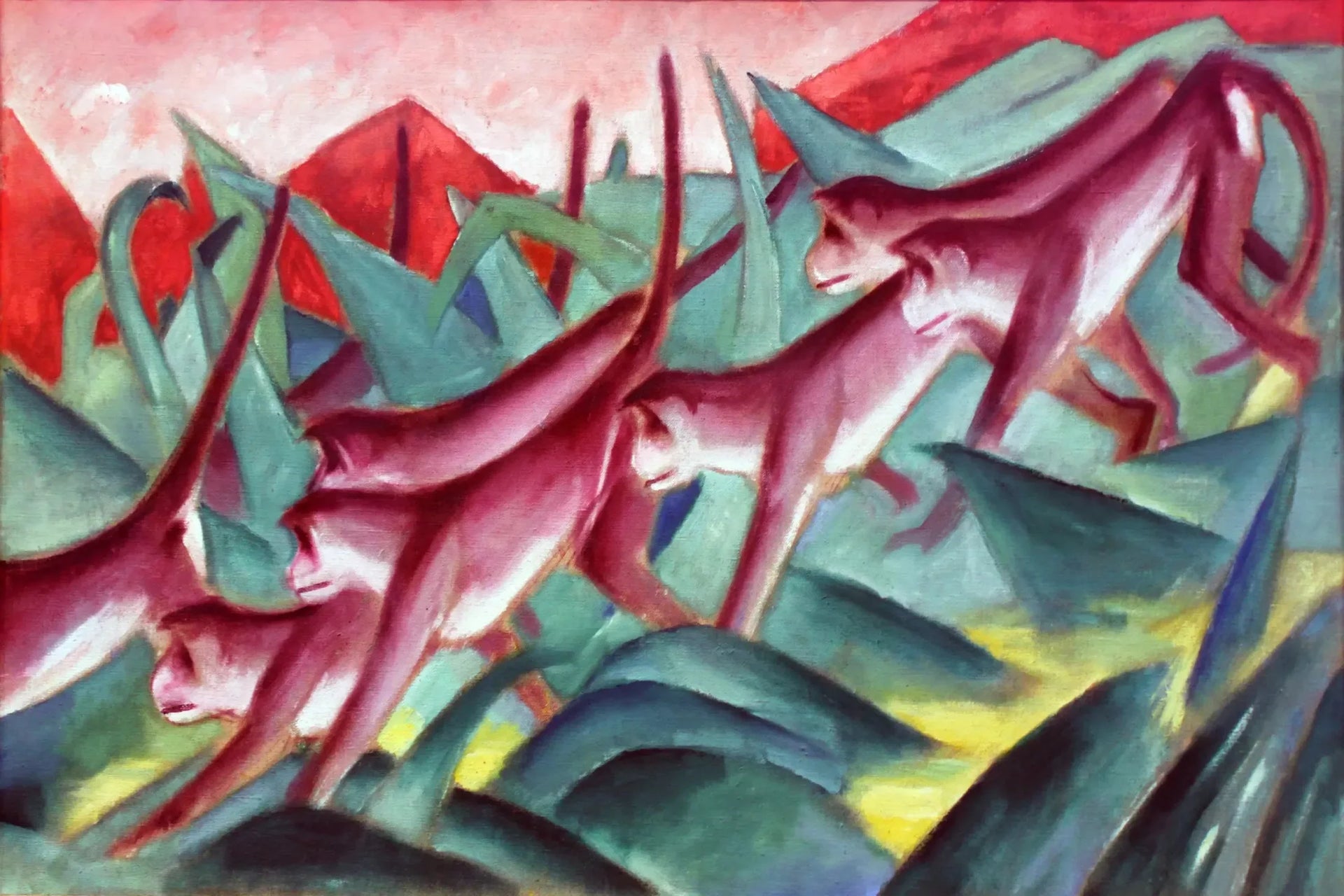 Frise des singes - Franz Marc image 1 tableau peint à l’huile sur toile