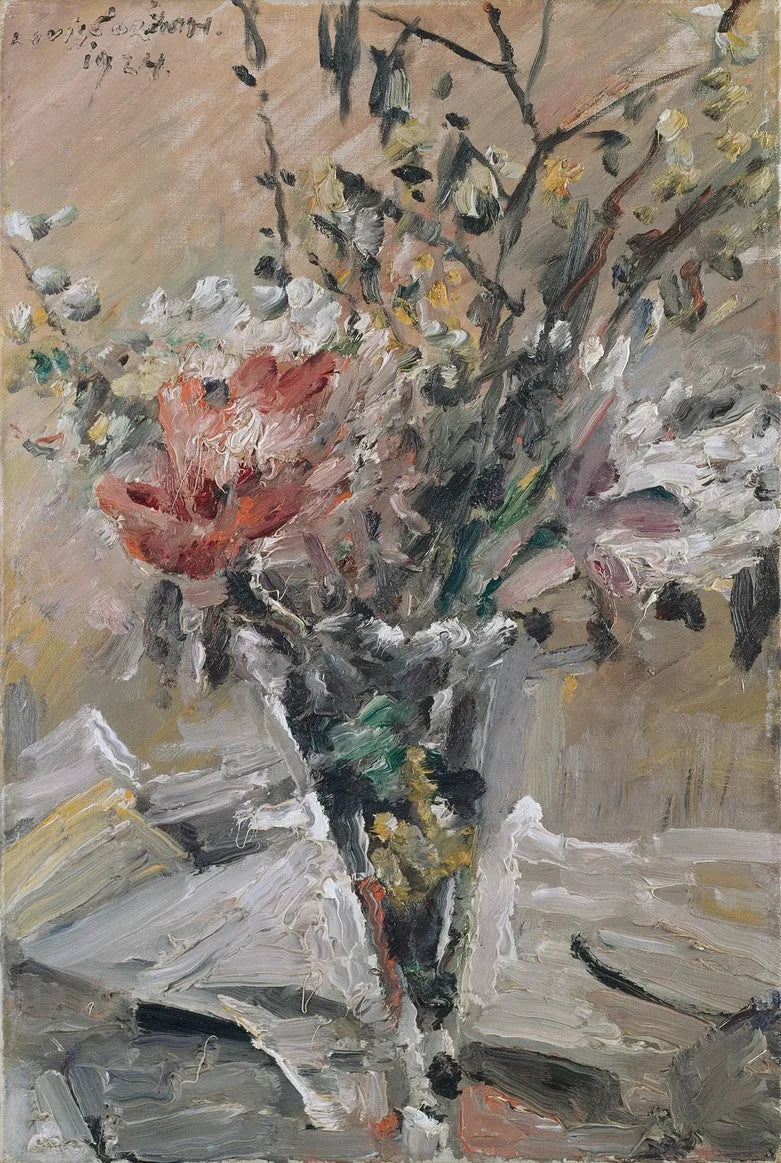 Frühlingsblumen in einem Kelchglas - Lovis Corinth image 1 copie de tableau peinte à la main
