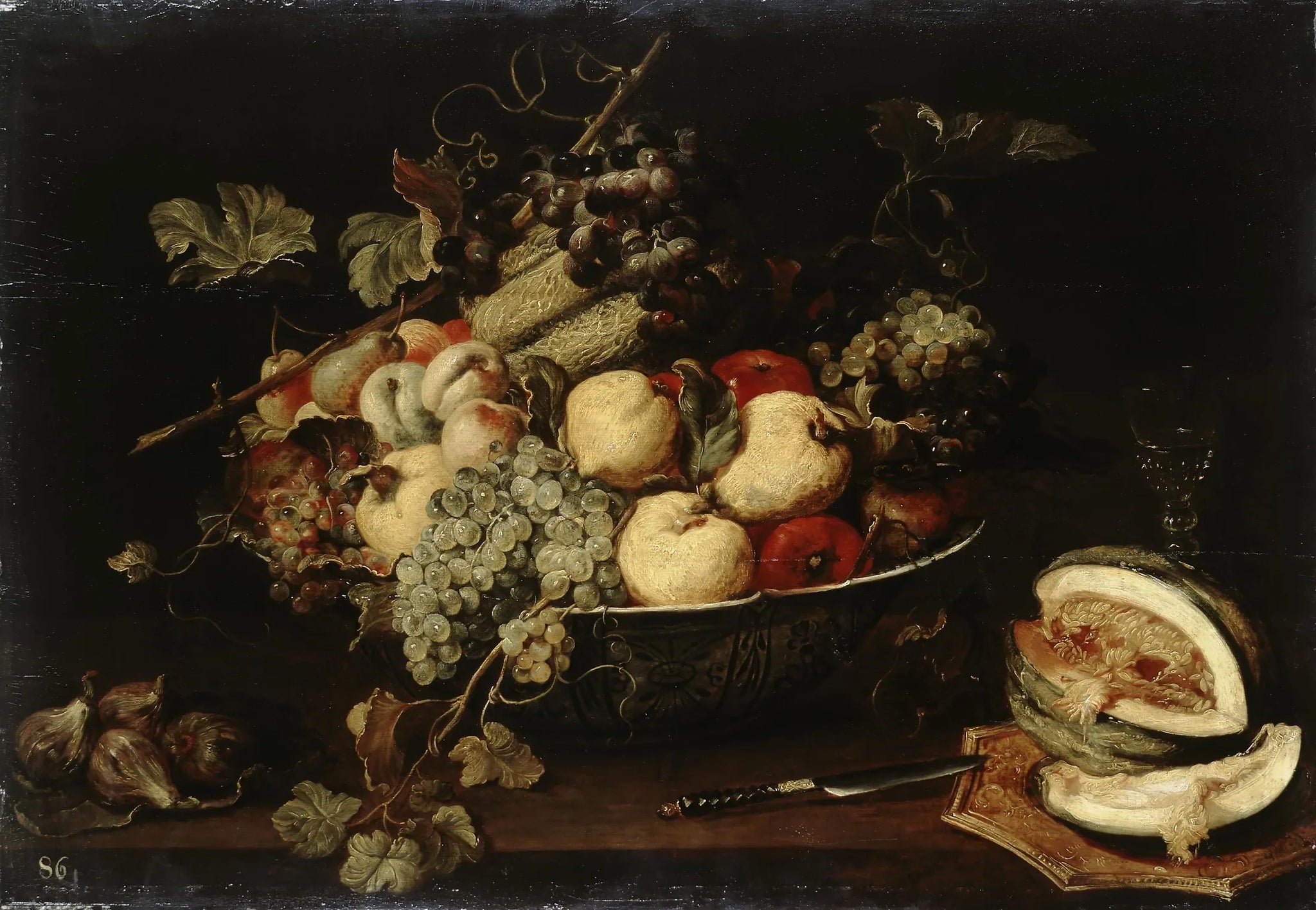 Fruits dans un bol et melon tranché - Frans Snyders image 1 reproduction artisanale de tableau