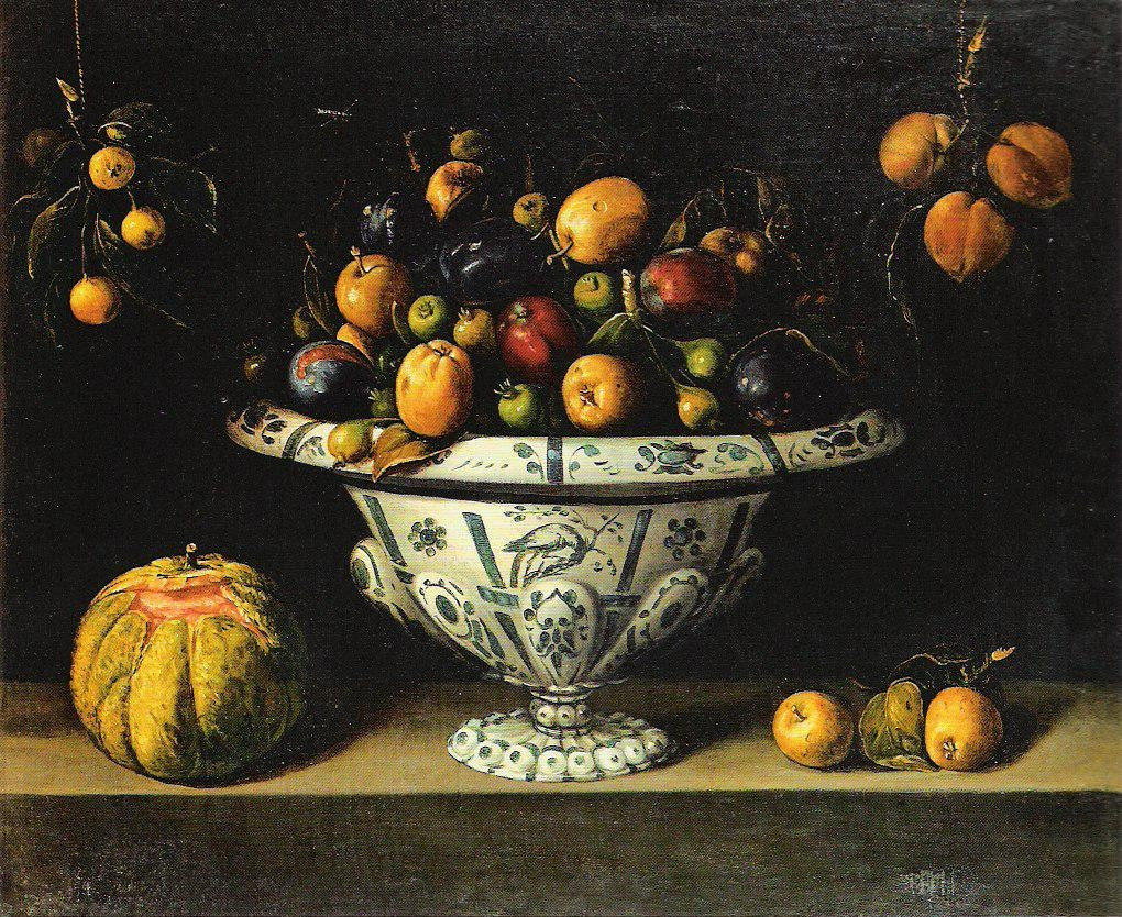 Fruits dans un plat en faïence - Juan van der Hamen image 1 copie de tableau peinte à la main