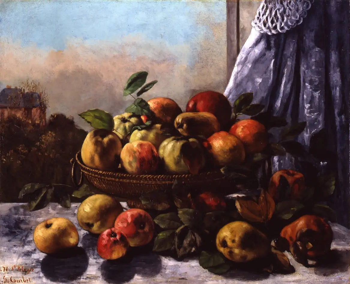 Fruits dans une corbeille - Gustave Courbet image 1 tableau peint à l’huile sur toile